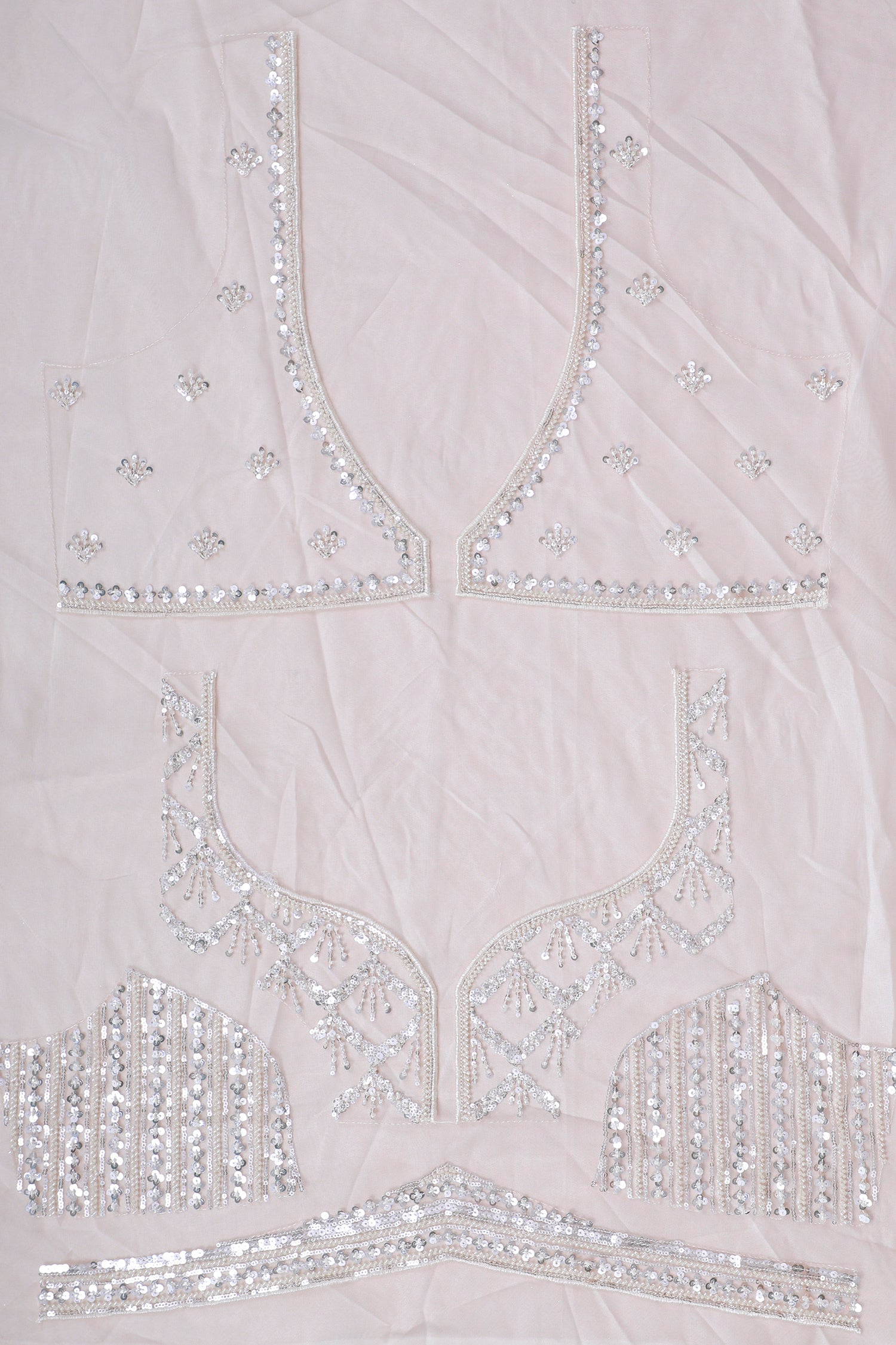 White Net Lehenga With Sequins Work