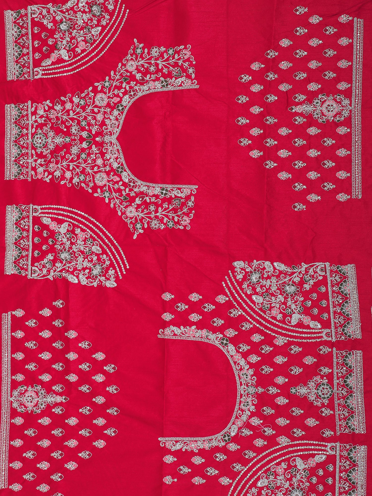 Laal Noor Raw Silk Bridal Lehenga with Heavy Embroidery &amp; Jarkan Diamond Work