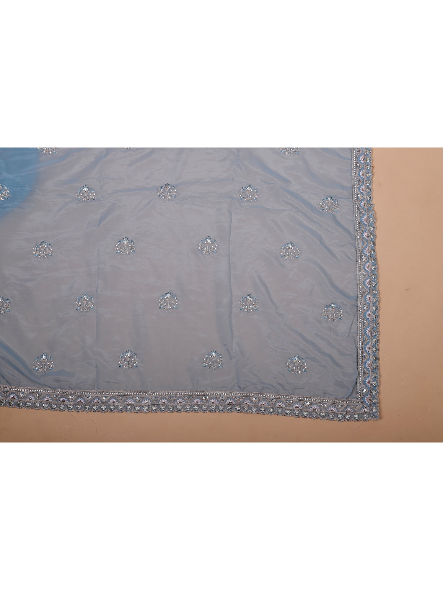 Powder Blue Lehenga With Intricate Hand &amp; Bead Work
