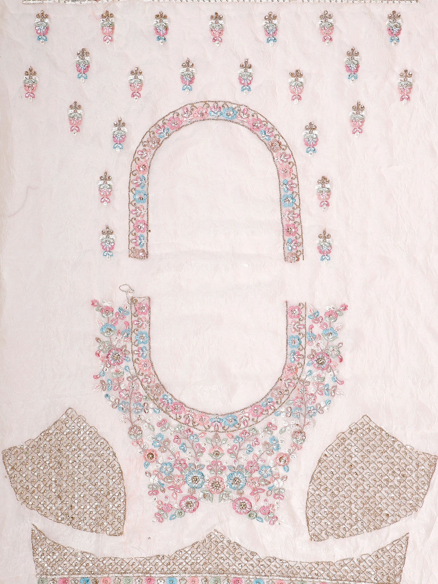 White Satin Silk Lehenga With Embroidery &amp; Sequins