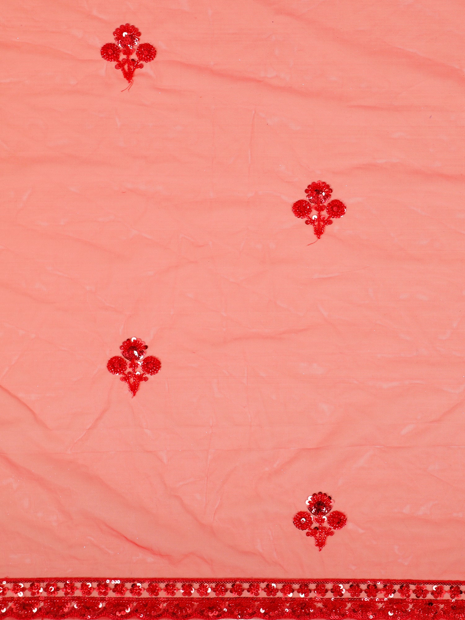 Red Tone-On-Tone Embroidered Lehenga