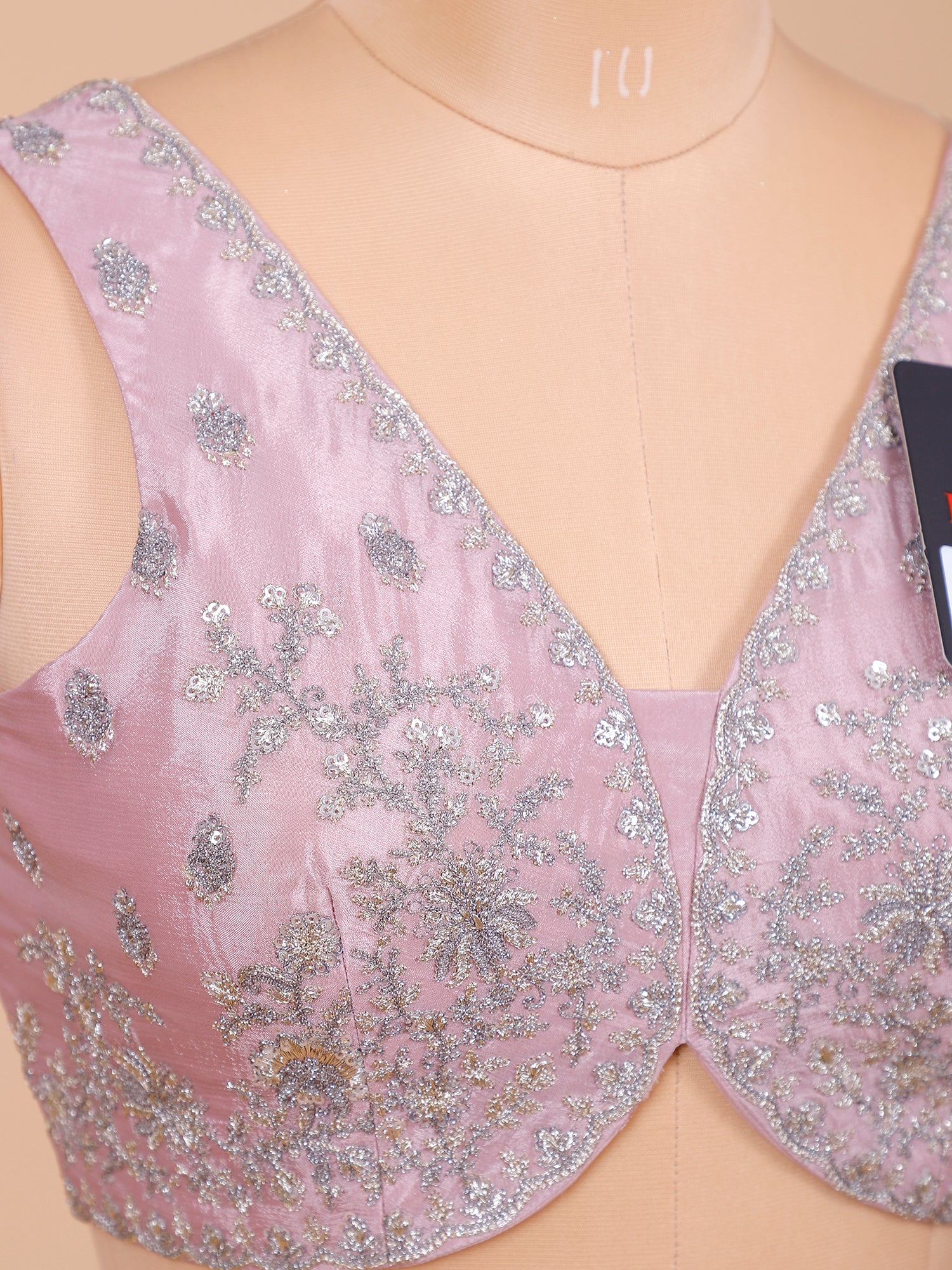Baby Pink Chinon Silk Sequin Saree