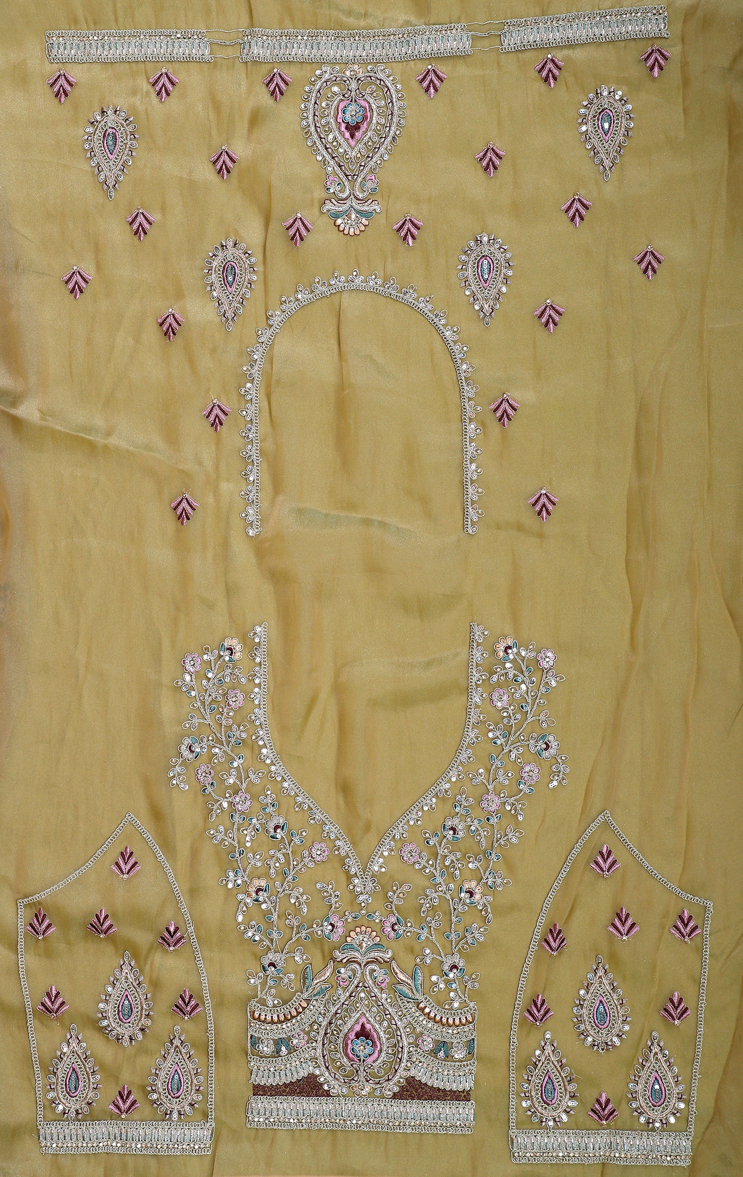 Green Shimmer Lehenga With Sequin Embroidery