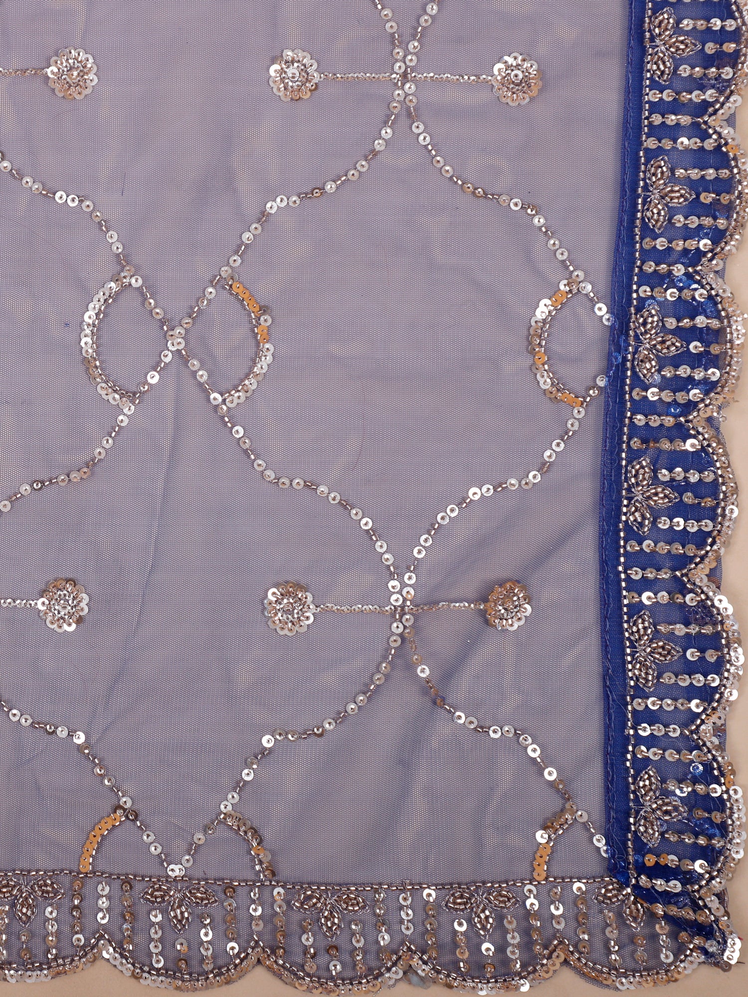 Navy Blue Zarqaa Elegance Net Lehenga with Bead &amp; Sequin Embroidery