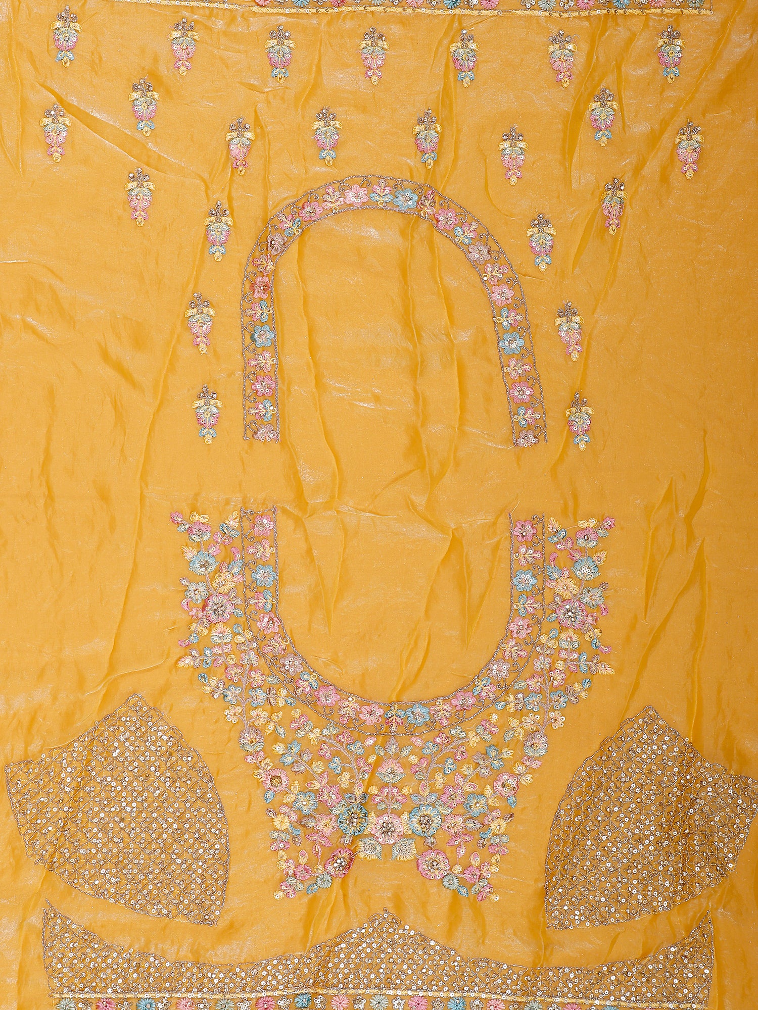 Lemon Yellow Satin Silk Lehenga