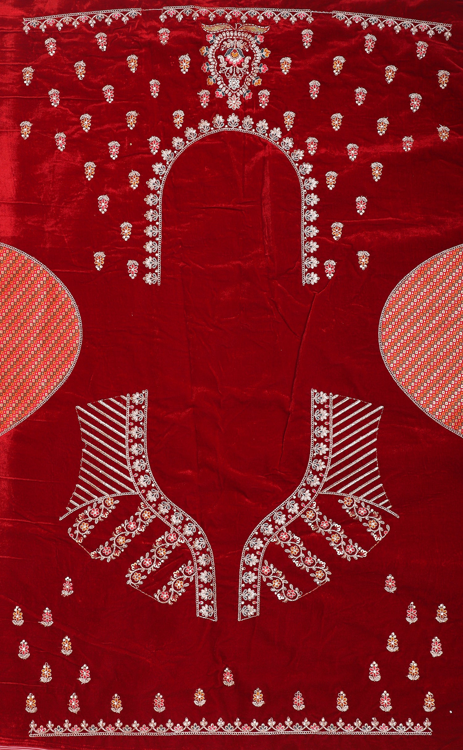 Regal Multi-Color Velvet Bridal Lehenga