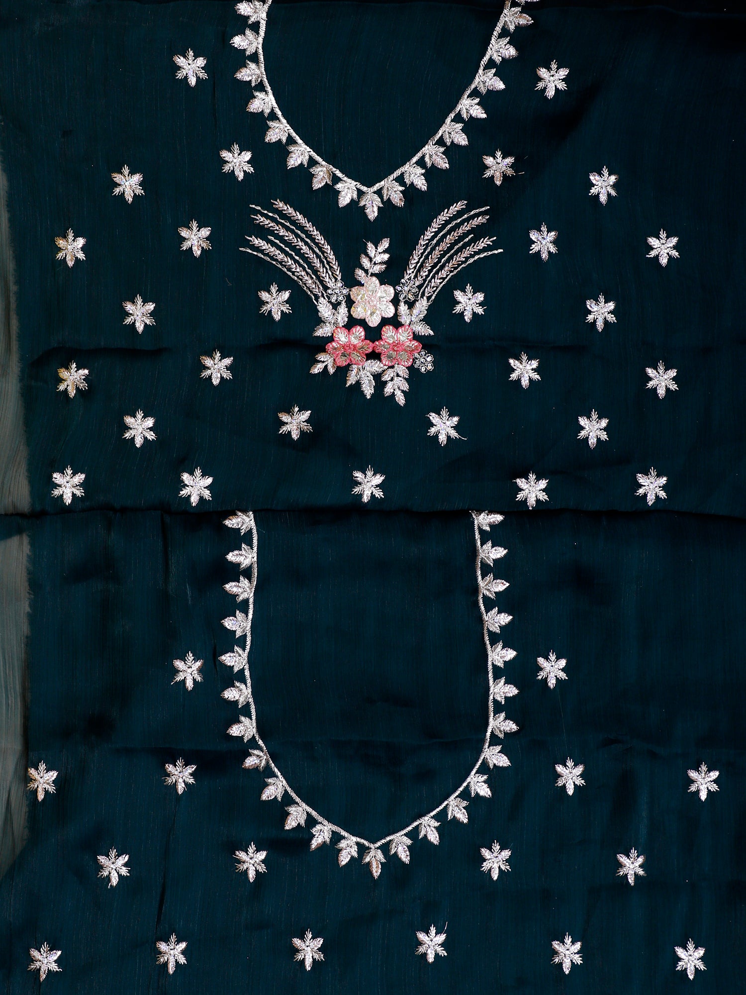 Indigo Silk Multi Thread Jarkan Diamond Lehenga