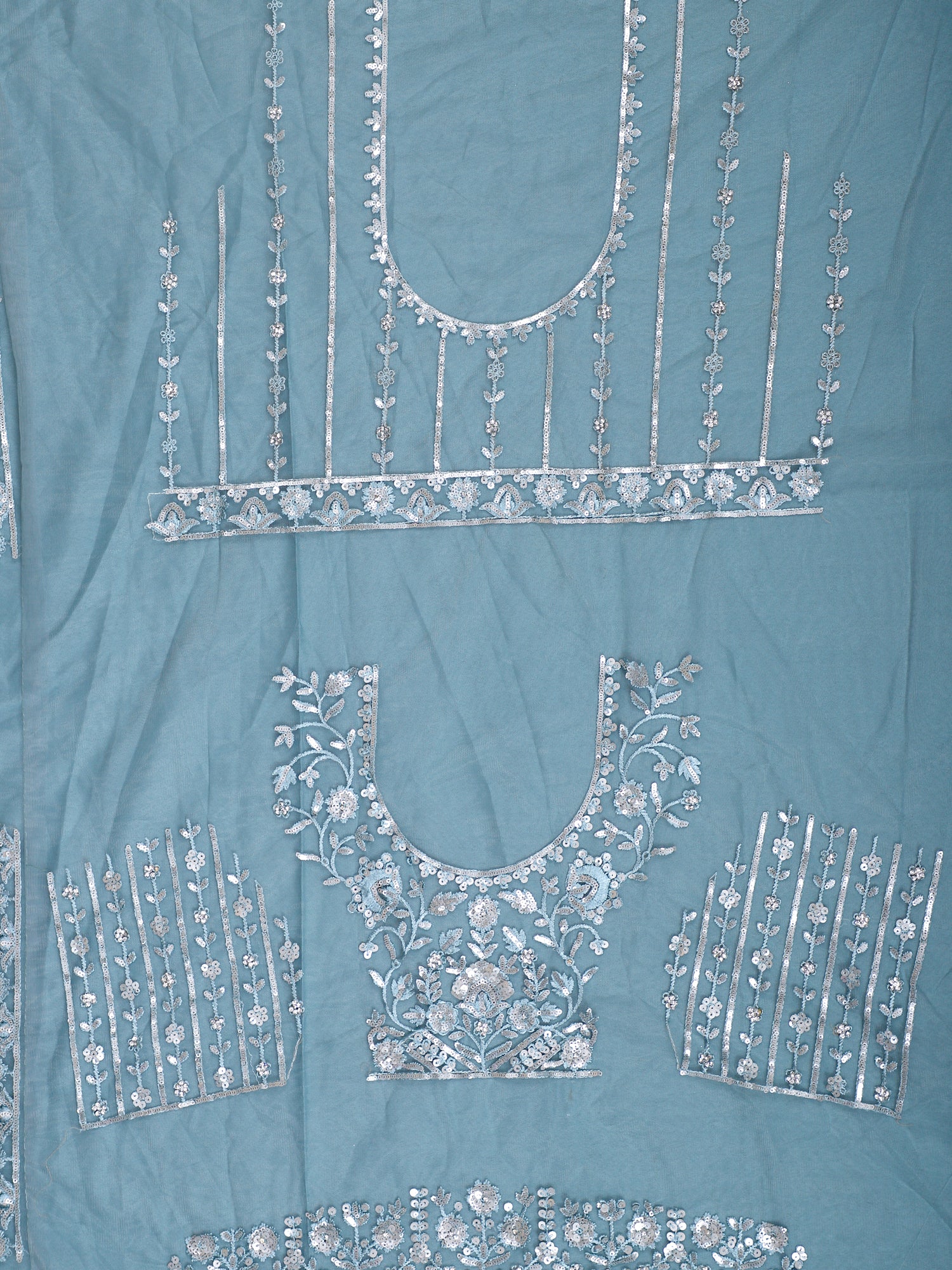 Ice Blue Moonlight Radiance Sequin Handworked Net Lehenga
