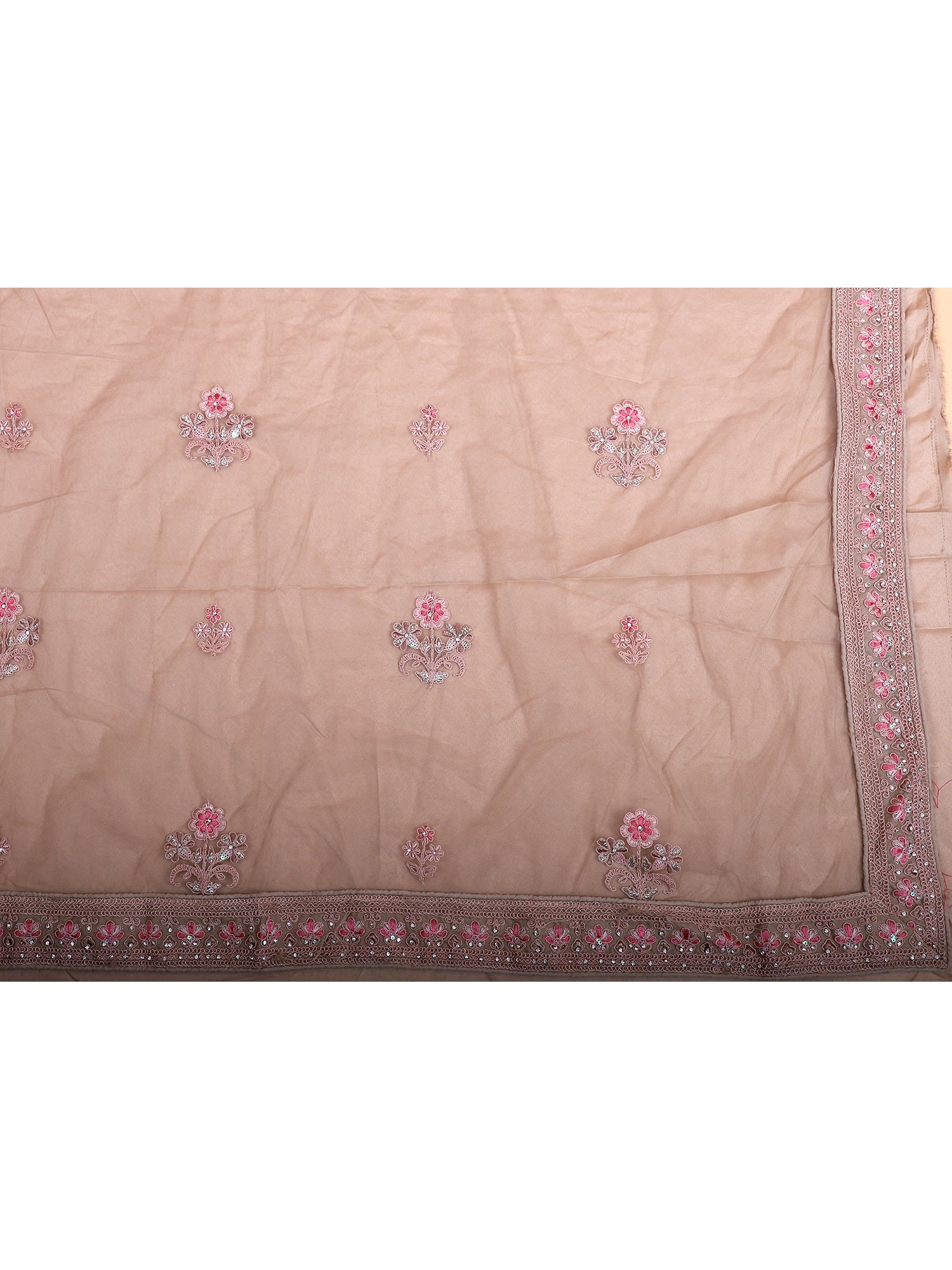 Peach Lehenga With Thread And Mirror Work