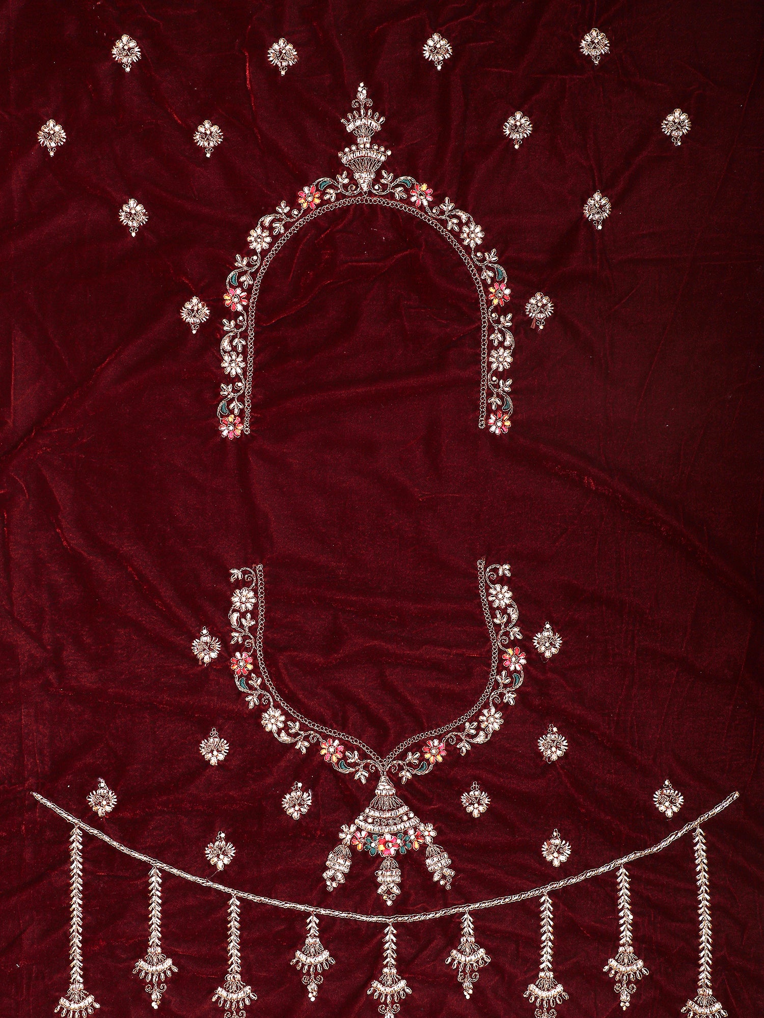 Velvet Wedding Lehenga With Jarkan