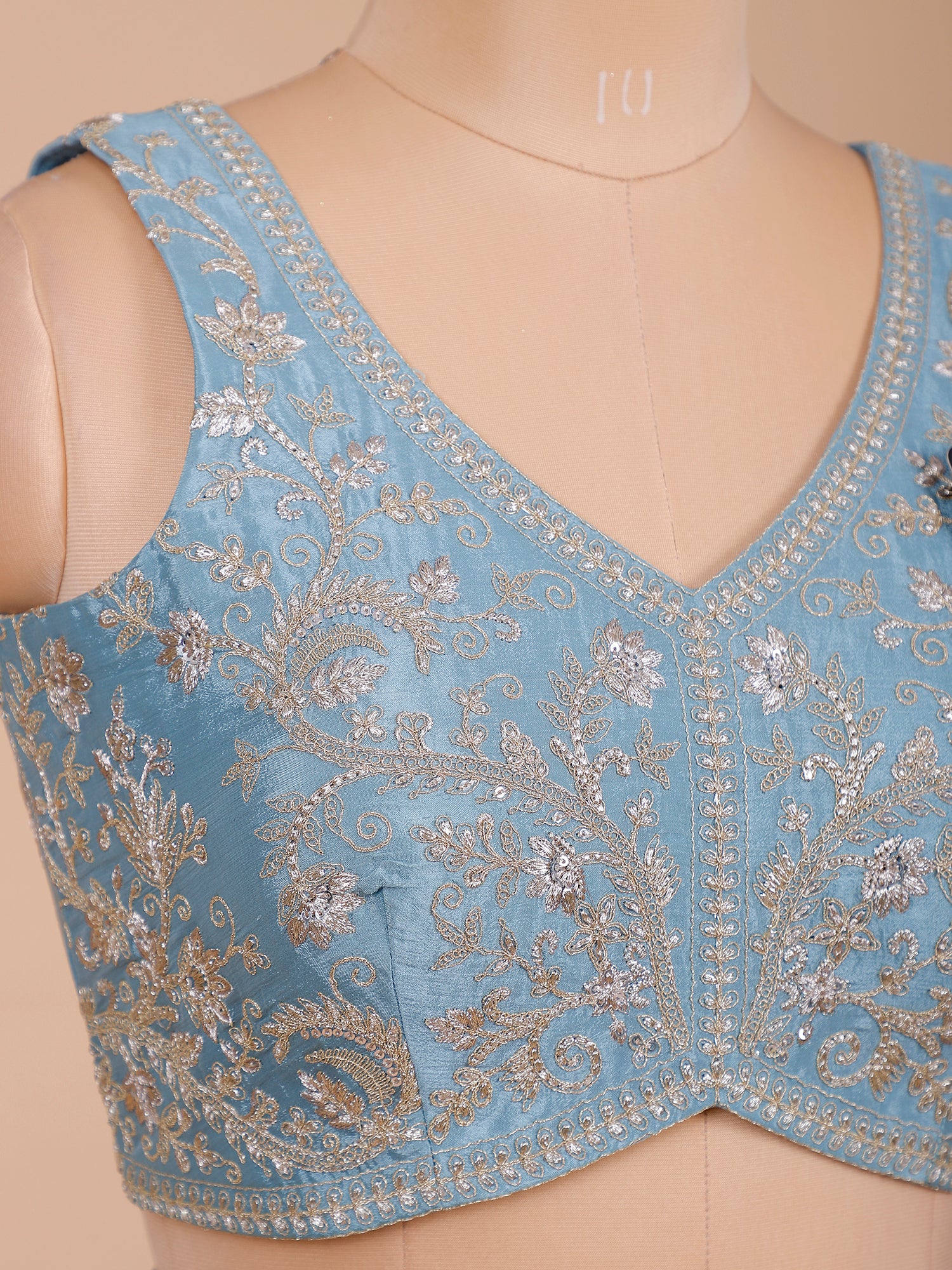Sky Blue Saree With Sparkling Jarkan