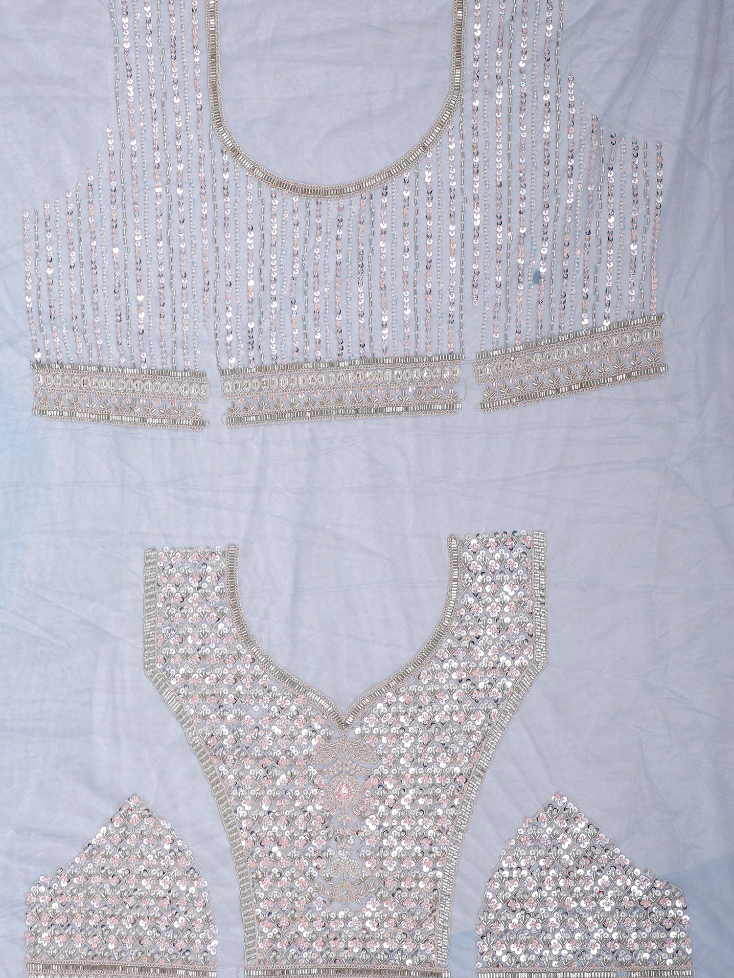Sky Blue Silk Lehenga With Handwork And Beadwork