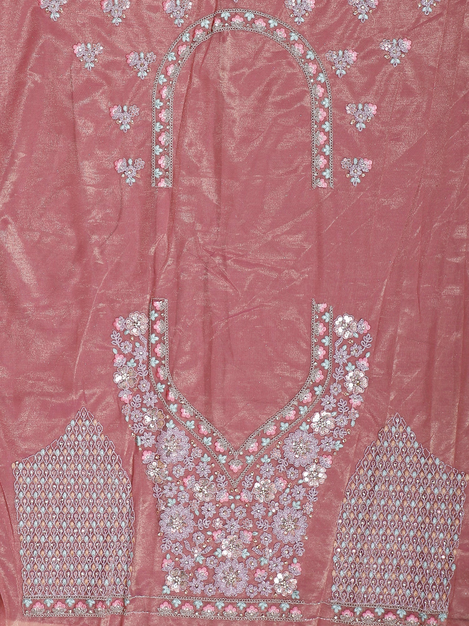 Rosé Radiance Beaded Jarkan  Net Lehenga