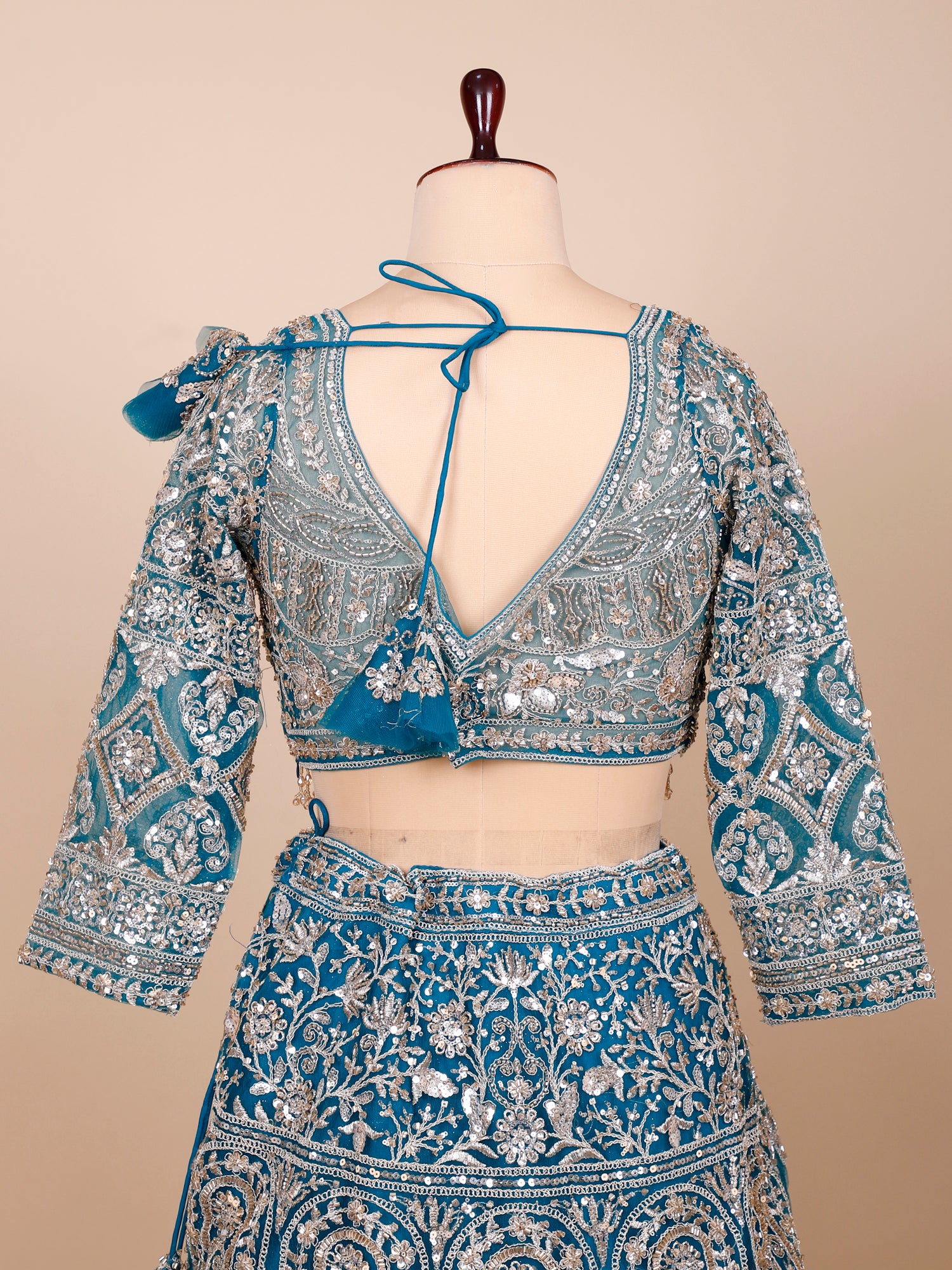 Rama Blue Royal Jarkan &amp; Beaded Lehenga