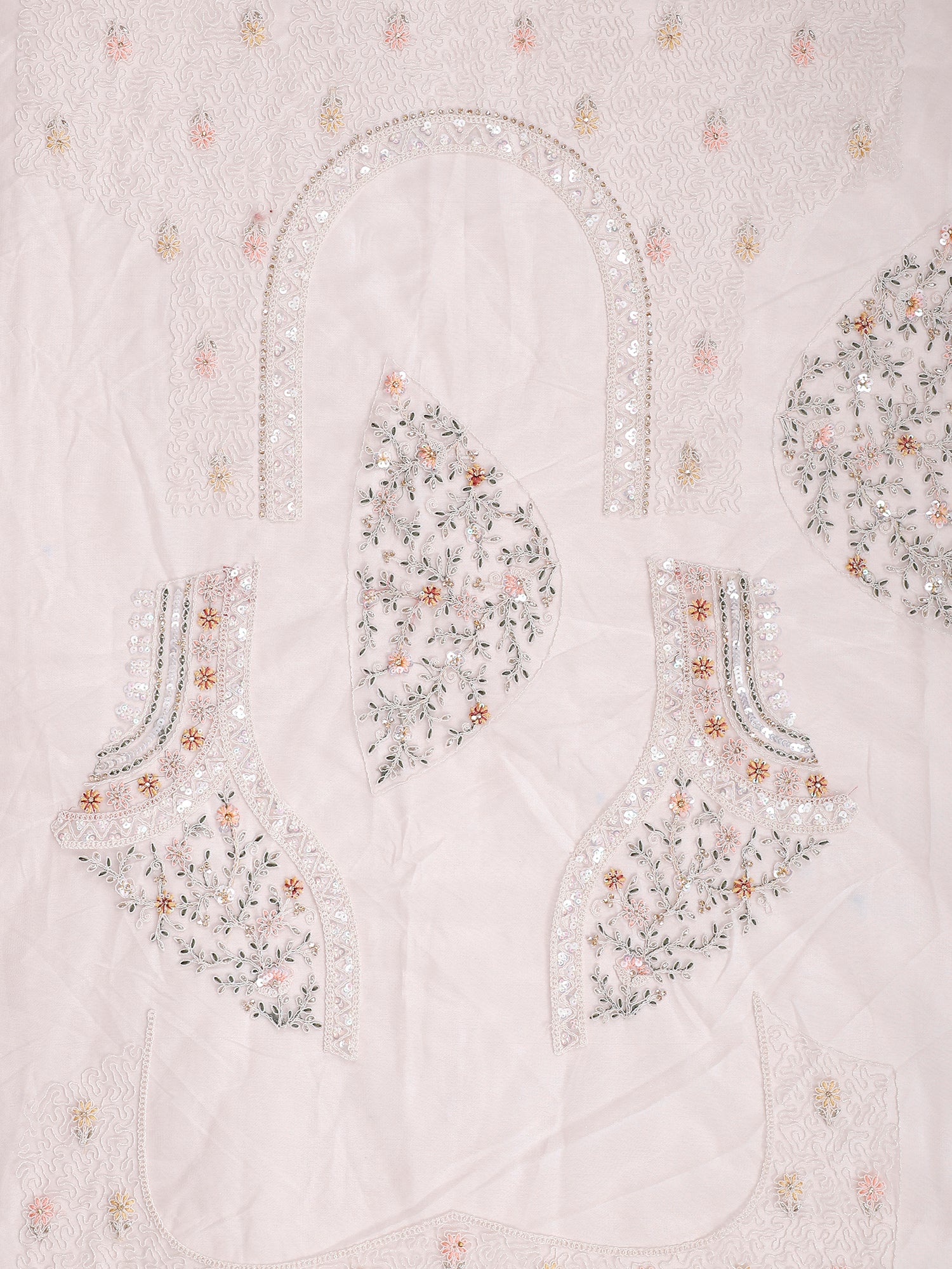White Lehenga With Thread Embroidery