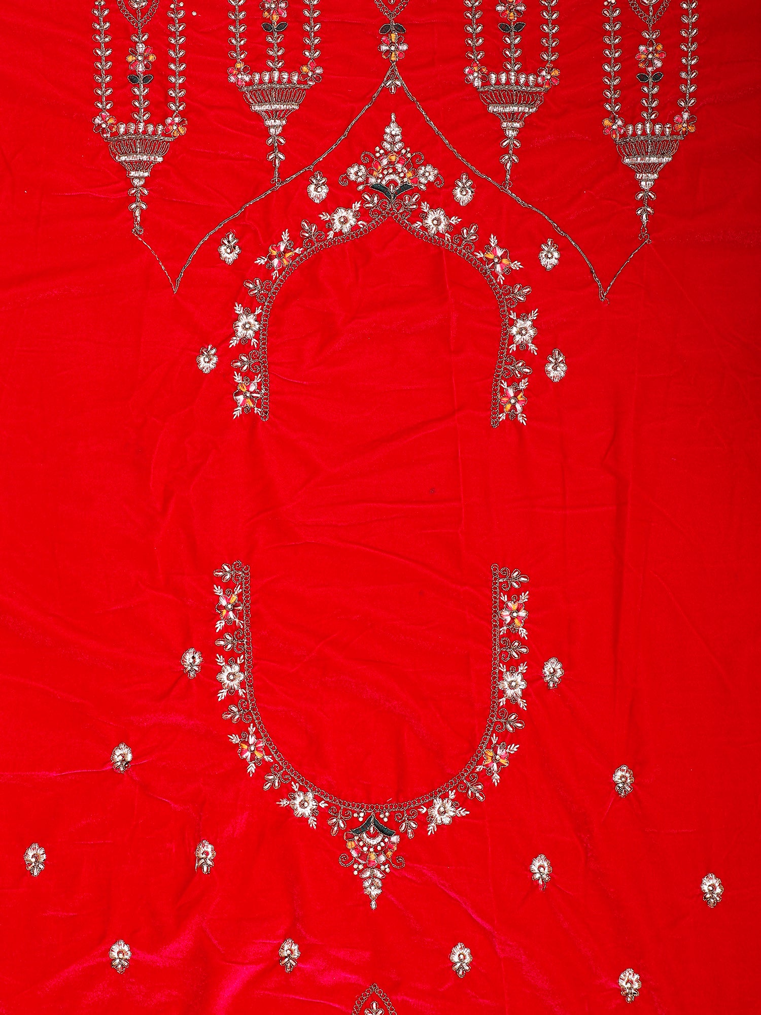 Royal Red Maroon Velvet Bridal Lehenga