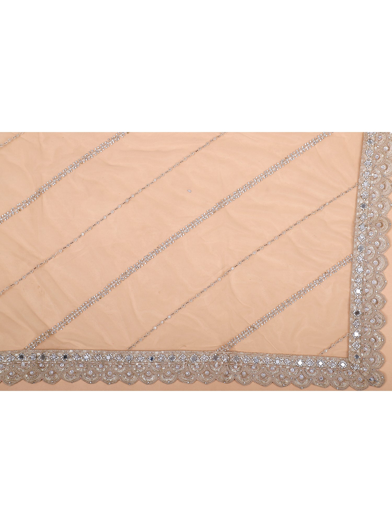 Champagne Net Designer Mirror Gown