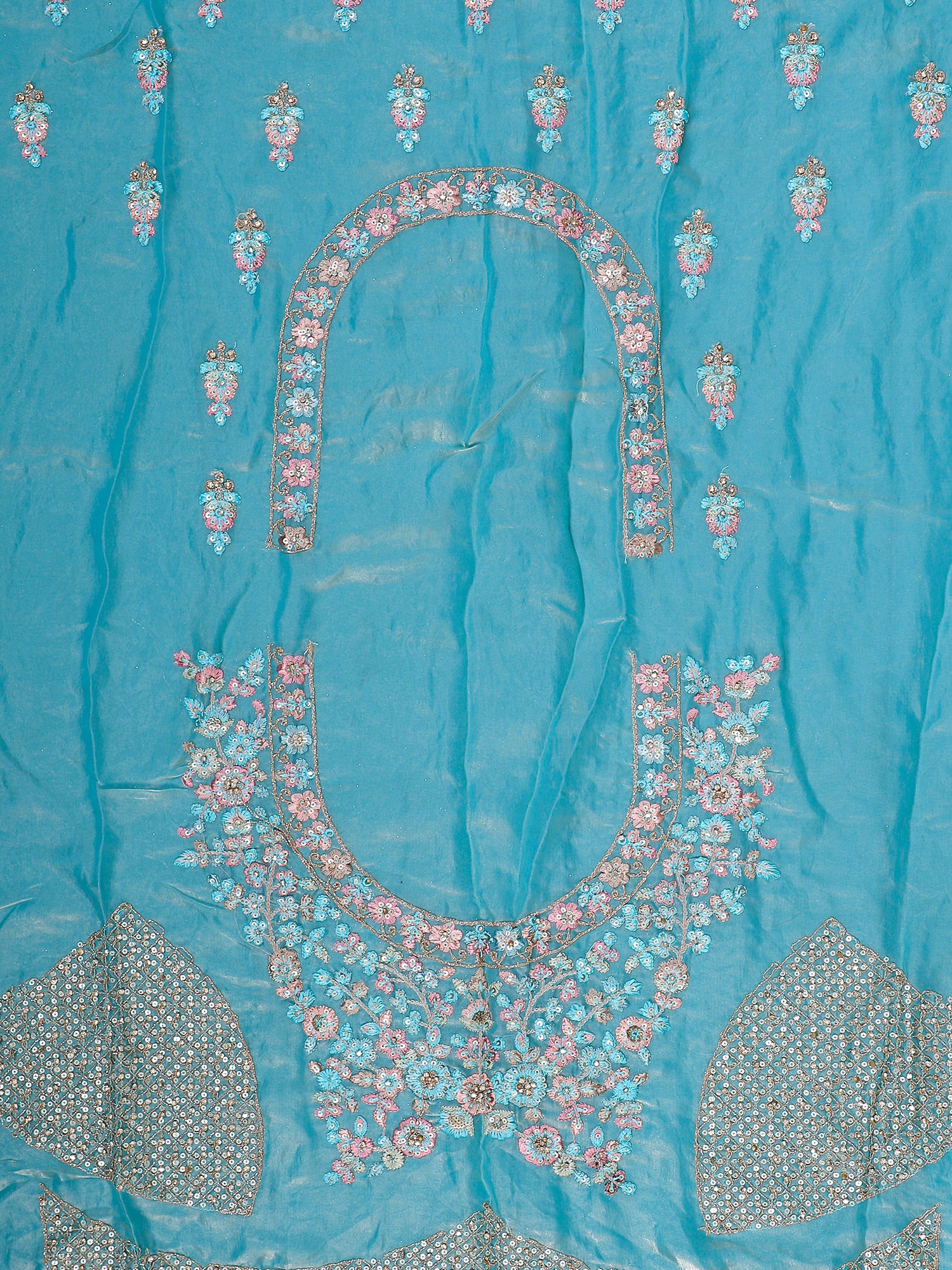 Rama Blue Georgette Lehenga With Sequins