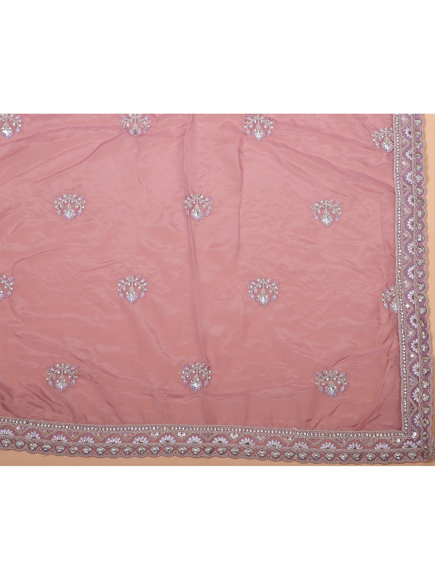 Pink Silk Lehenga With Handwork And Beadwork