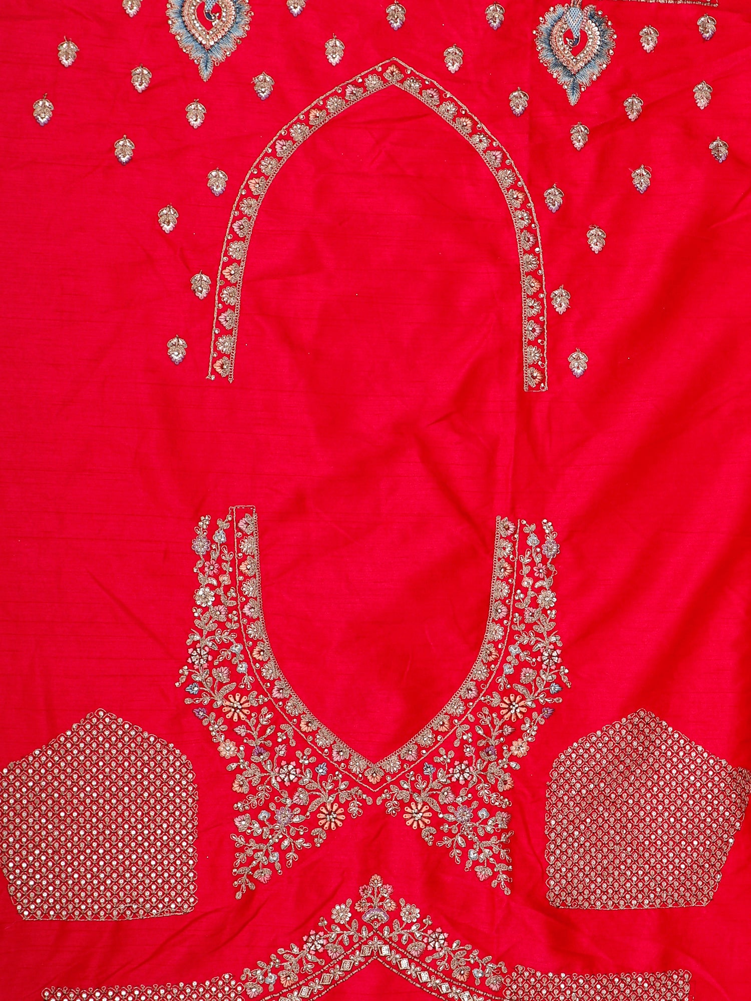 Fuchsia Flame Heavy Jarkan Embroidered Lehenga