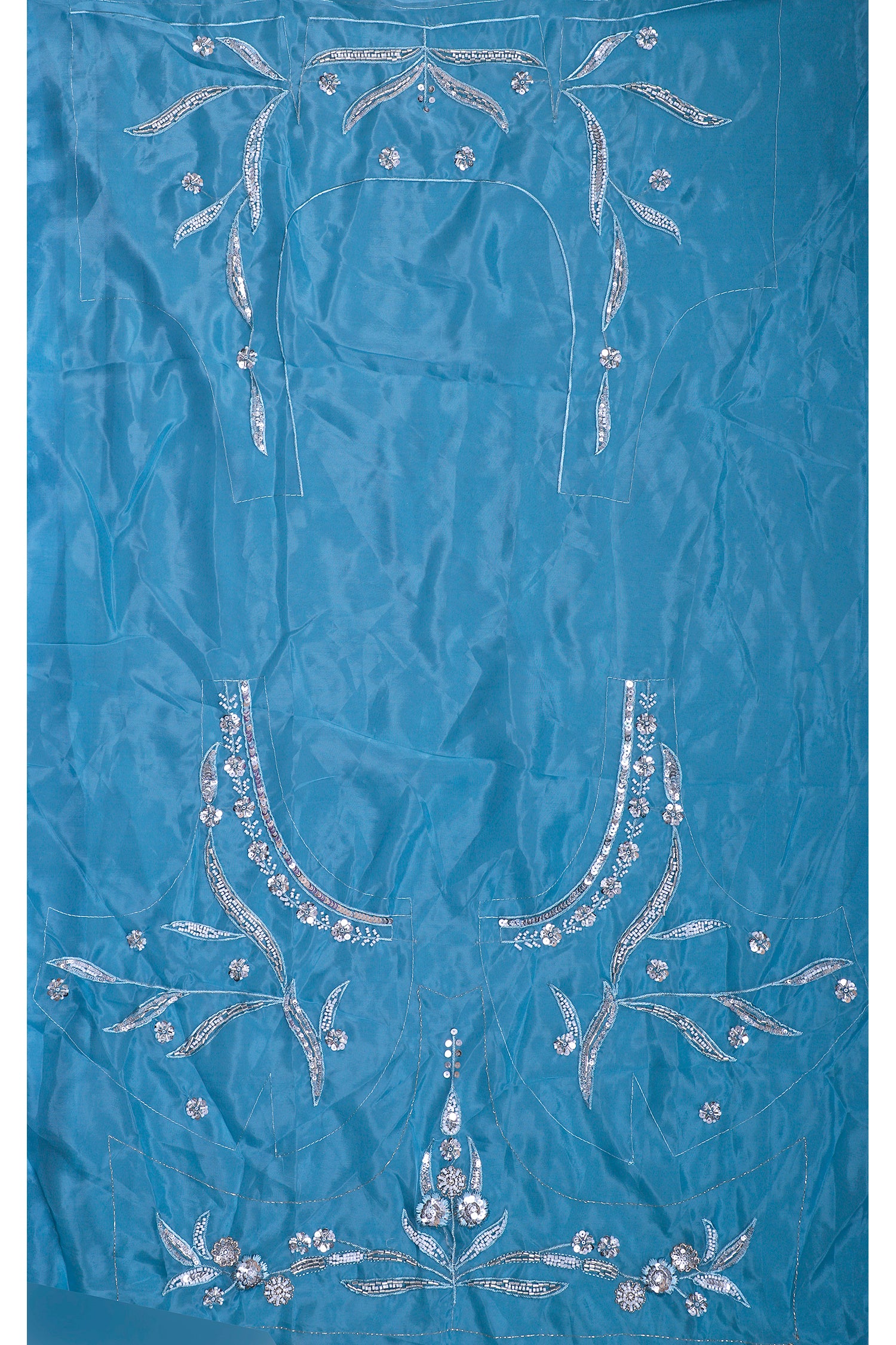 Rama Blue Net Lehenga With Sequins Embroidery