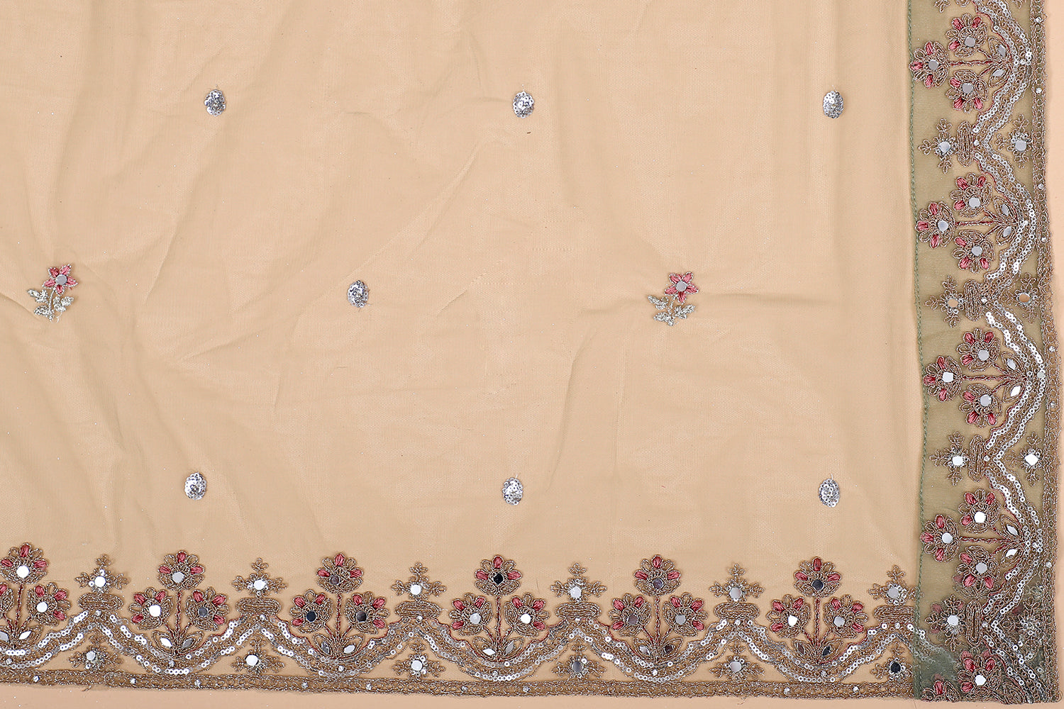 Sea Green Net Lehenga With Mirror Sequins