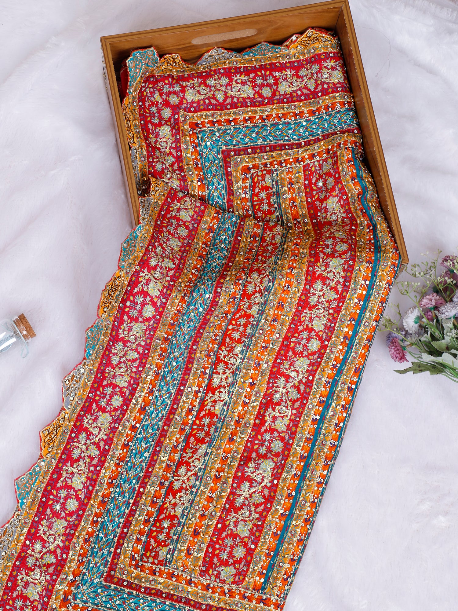 Multi Viscose Georgette Handwork Saree With Elegant Gota Patti Detailing