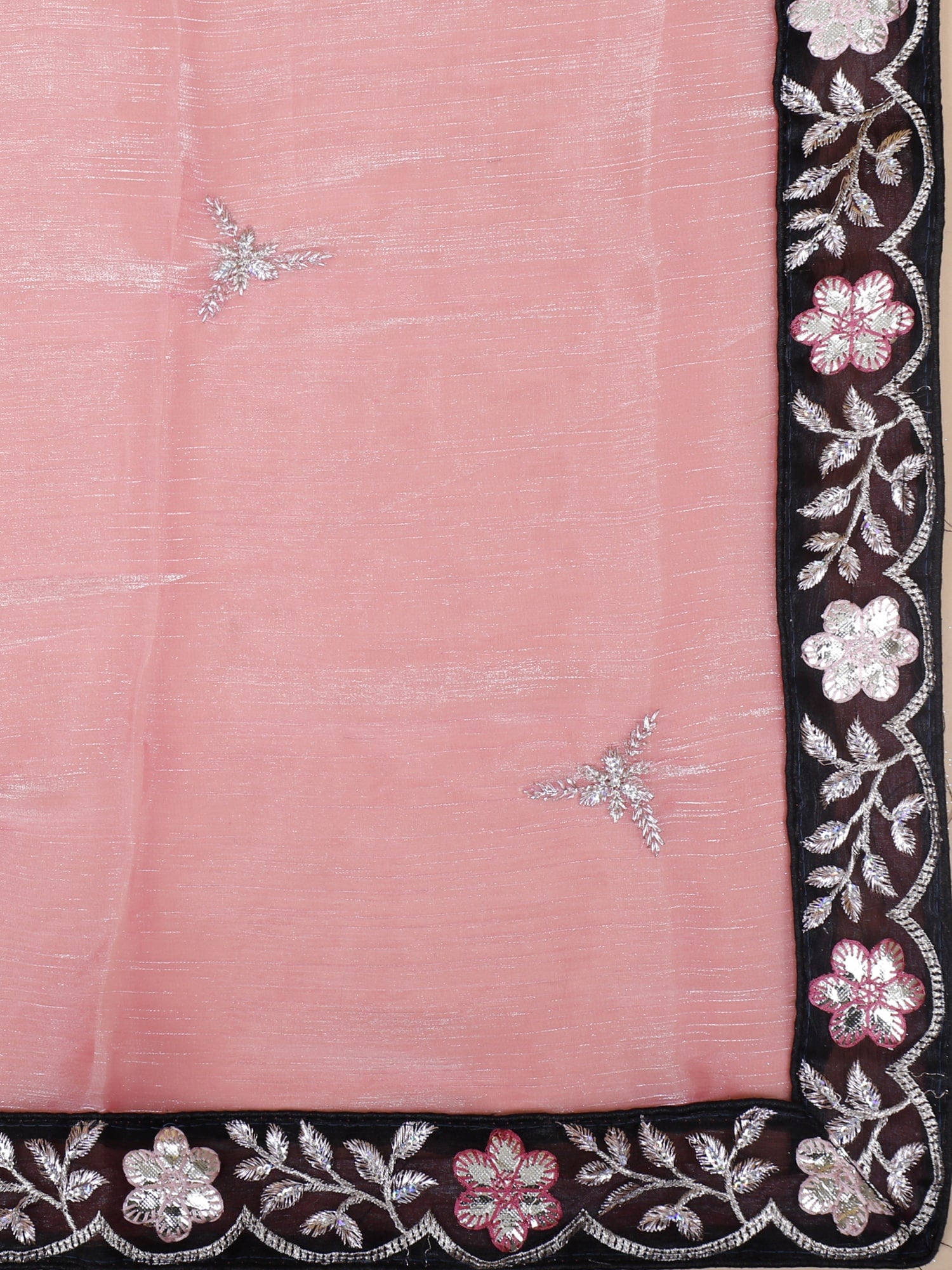 Black-Pink Bridal Silk Lehenga With Jarkan Stone Work