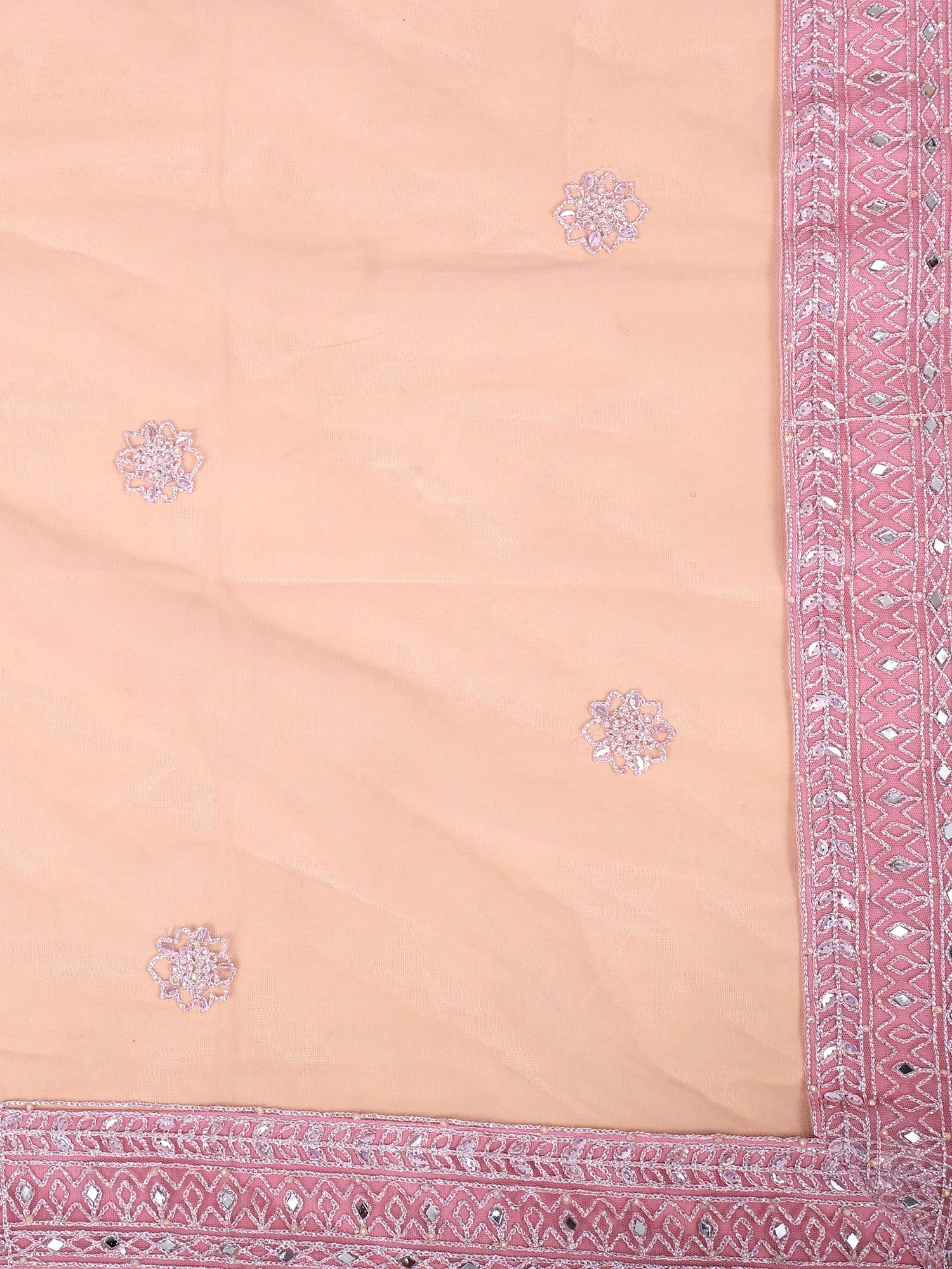 Blush Radiance Mirror-Work Net Lehenga