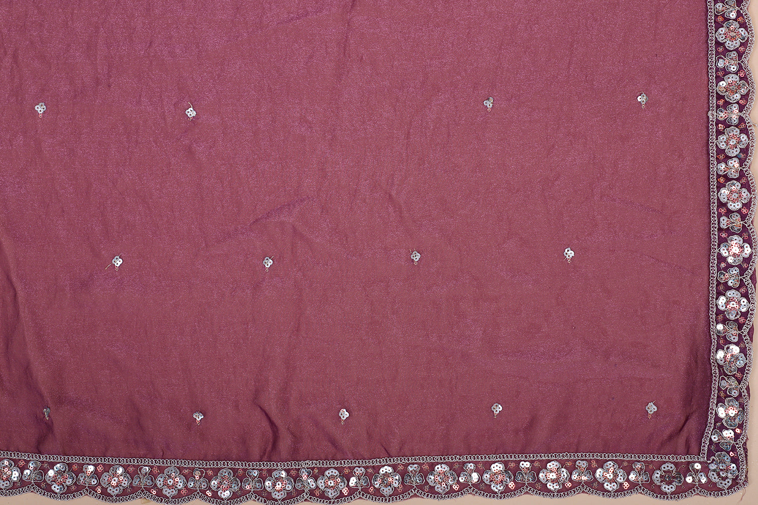 Dark Purple-Red Shimmer Lehenga With Sequins &amp; Beads