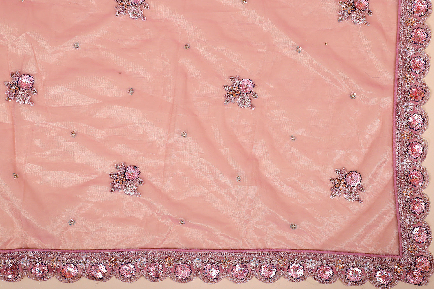 Pink Shimmer Lehenga With Multi-Thread