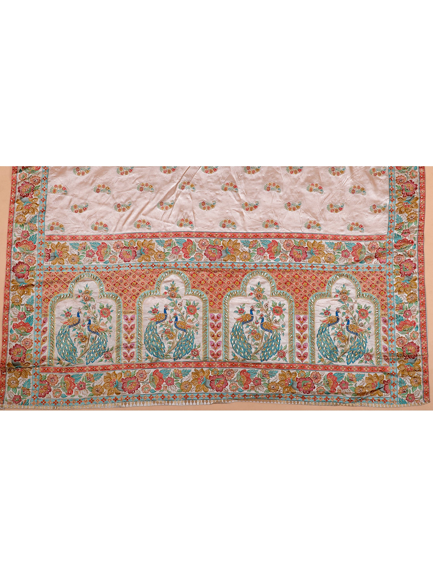 Vibrant Banarasi Silk Threadwork Lehenga