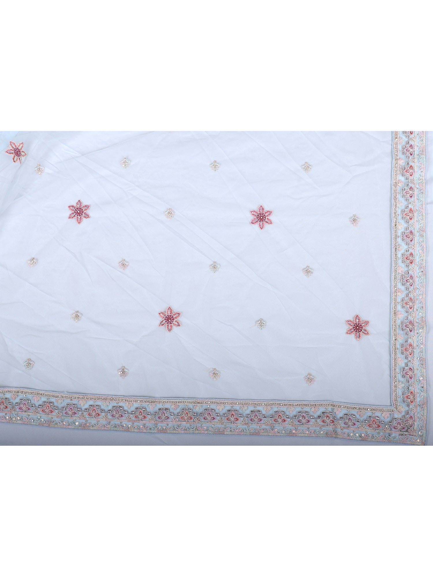 Radiate Elegance In Sky Blue Net Jarkan Lehenga