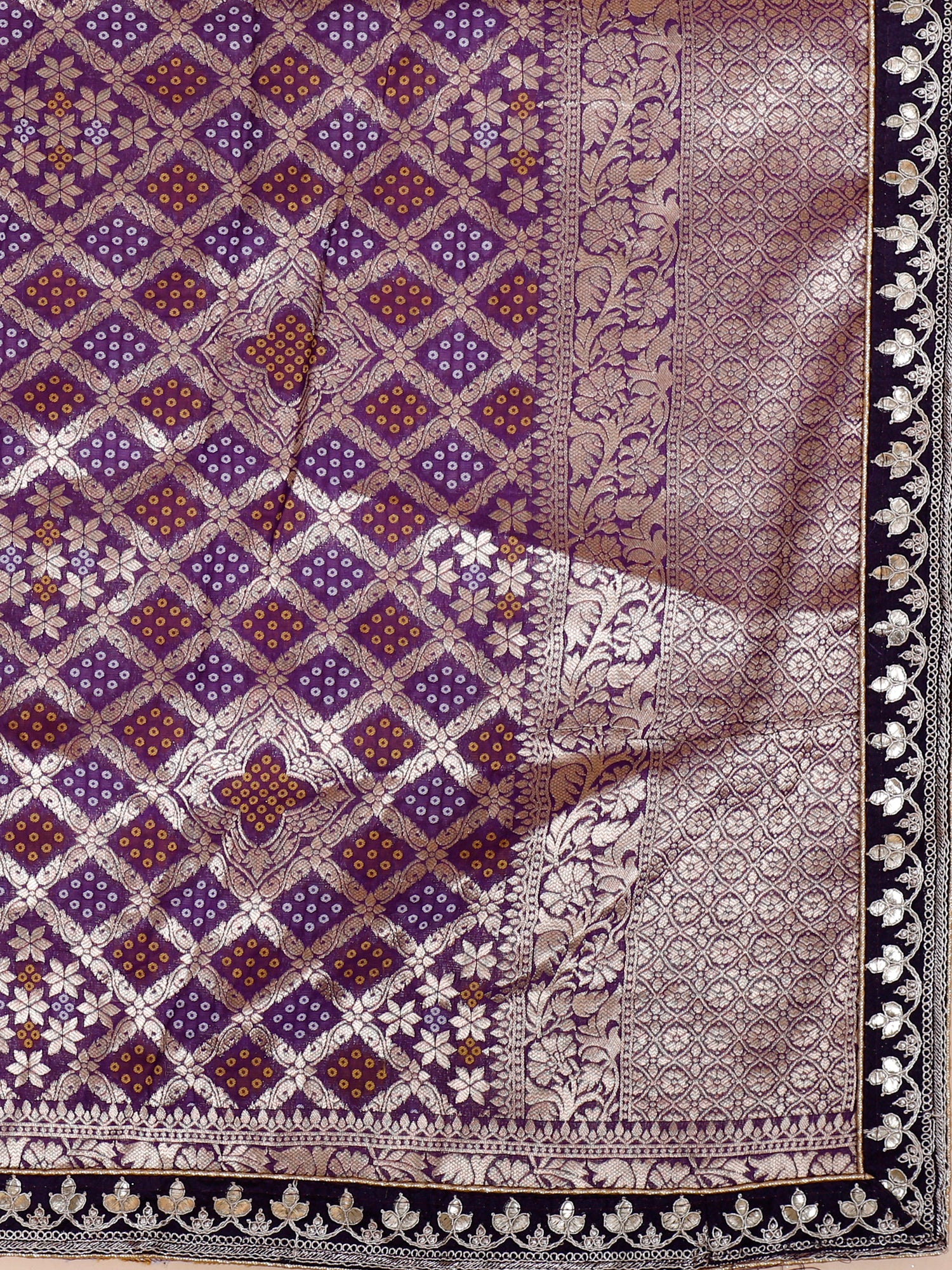 Purple Majesty White Gota Patti Lehenga