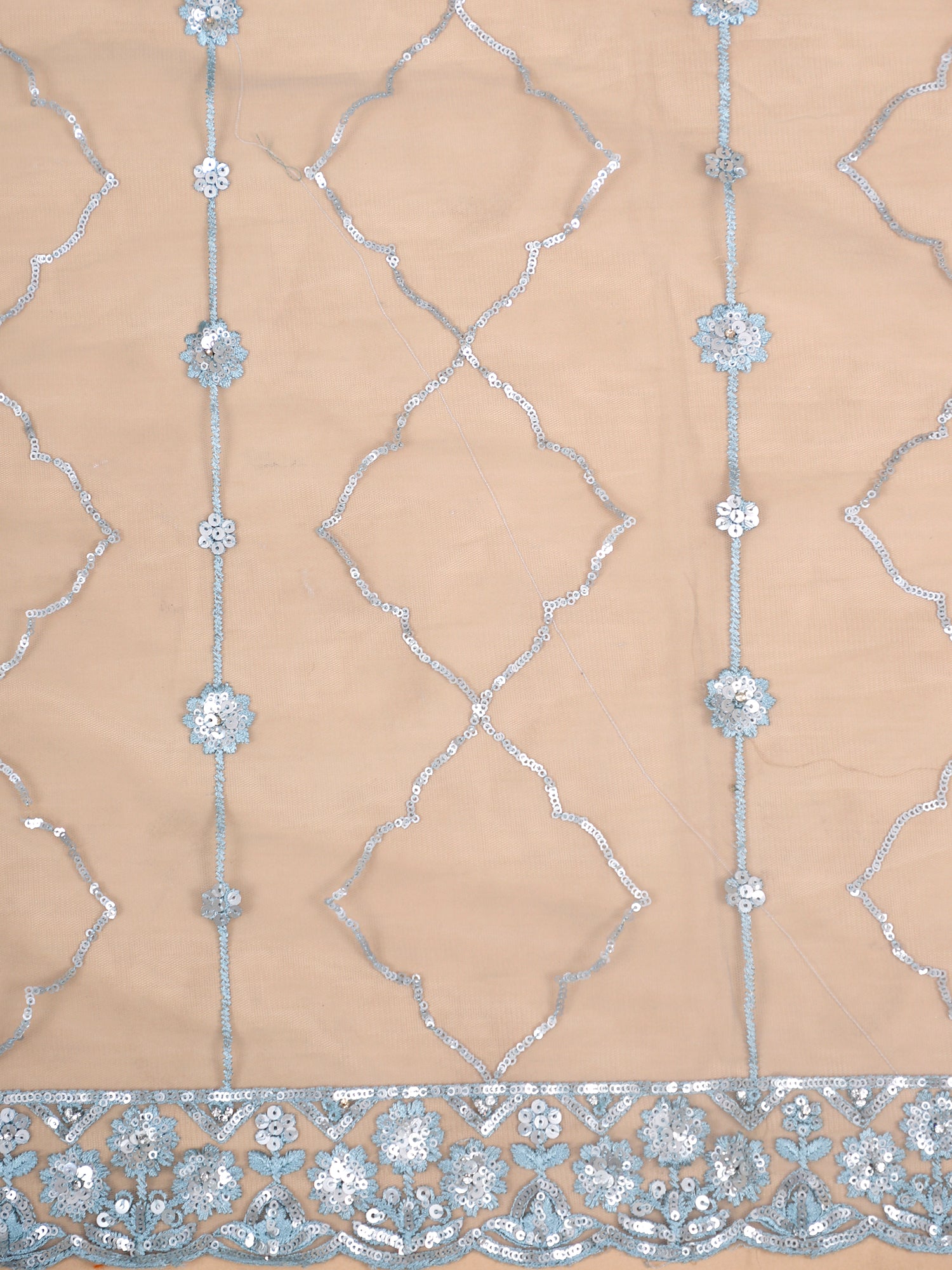 Ice Blue Moonlight Radiance Sequin Handworked Net Lehenga