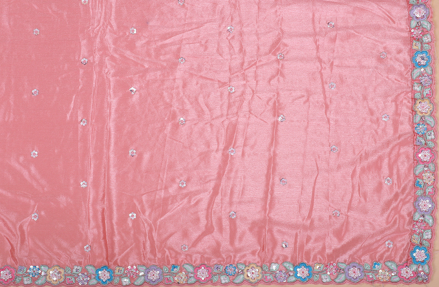 White Chinon Lehenga With Intricate Jarkan