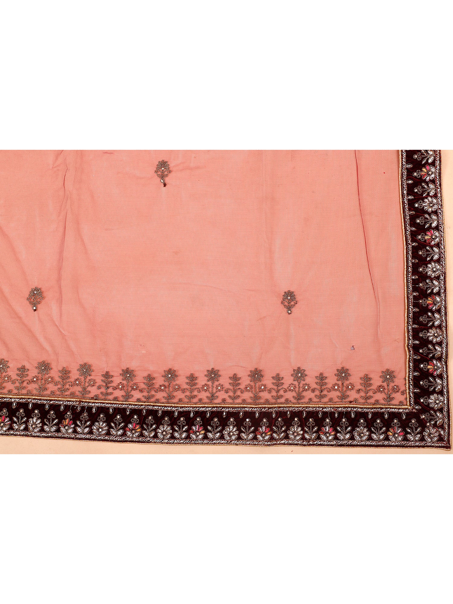 Bridal Lehenga In Velvet With Patch Work