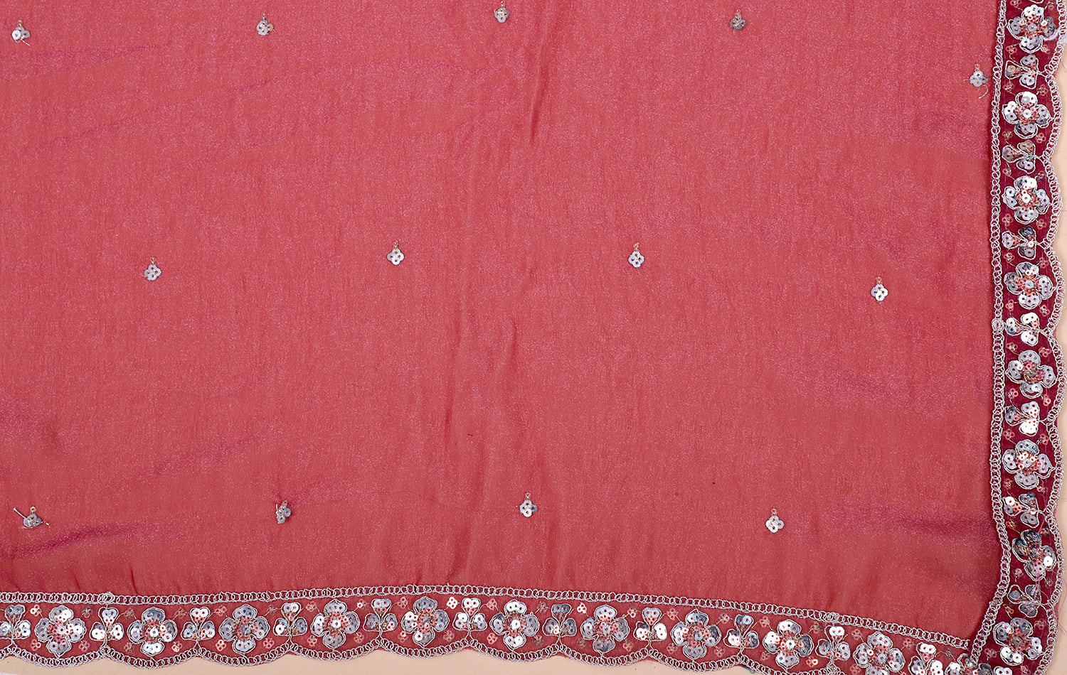 Red-Purple Shimmer Lehenga With Beads