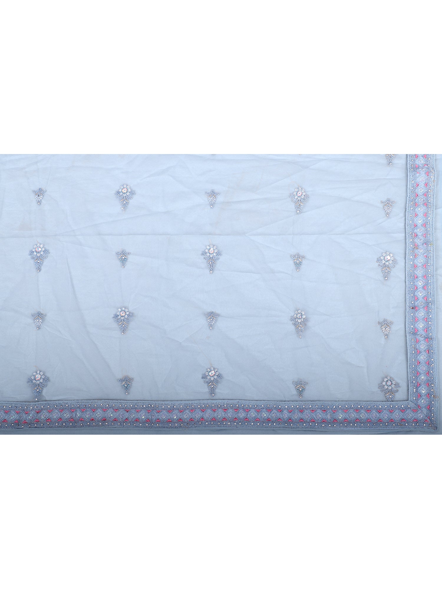 Powder Blue Jarkan Work Bridal Lehenga