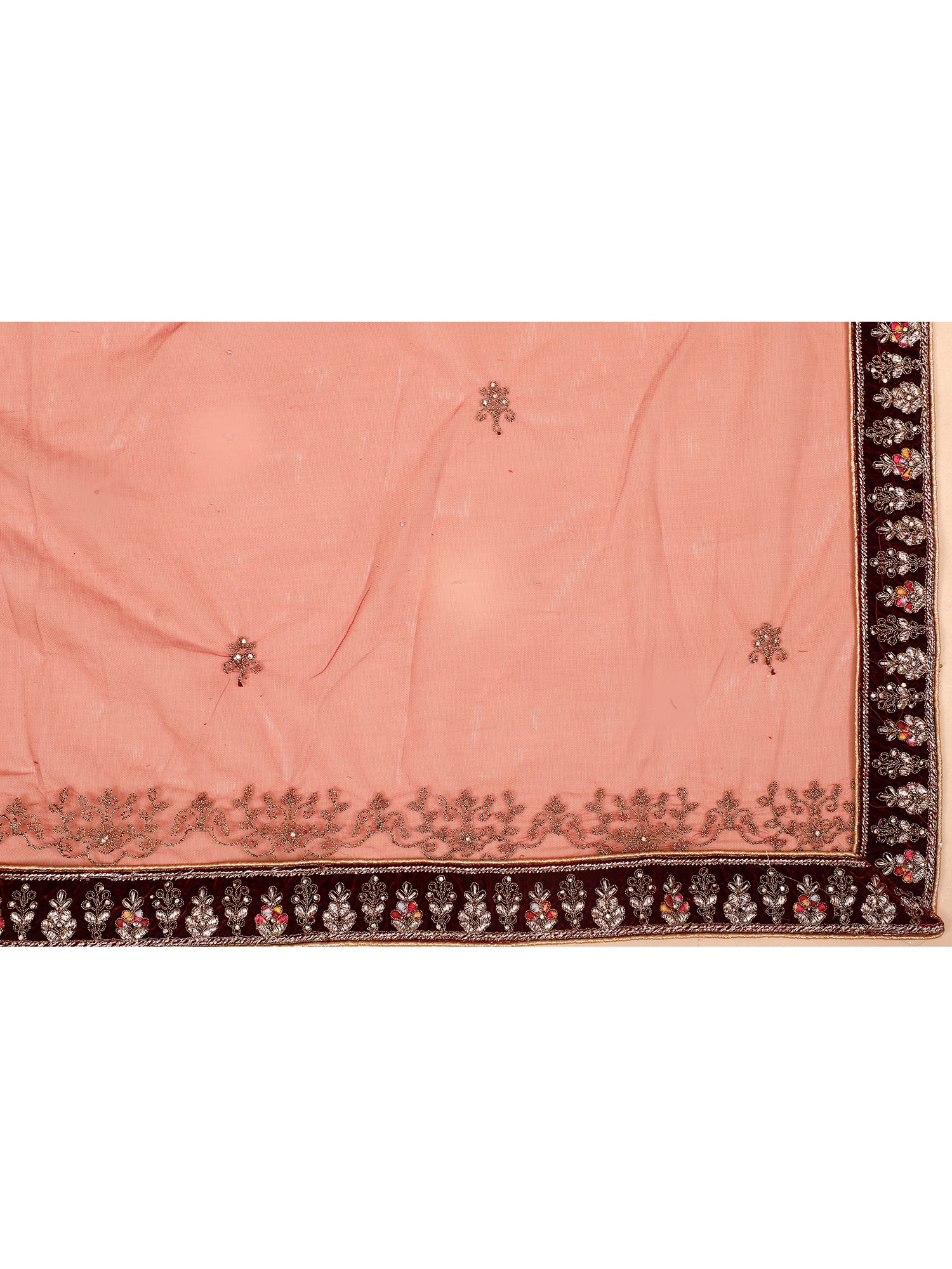 Velvet Bridal Lehenga In Maroon And Red