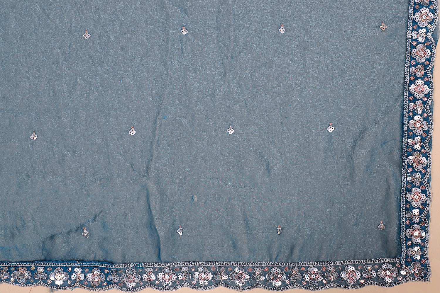 Elegant Rama Blue Lehenga In Shimmer Fabric