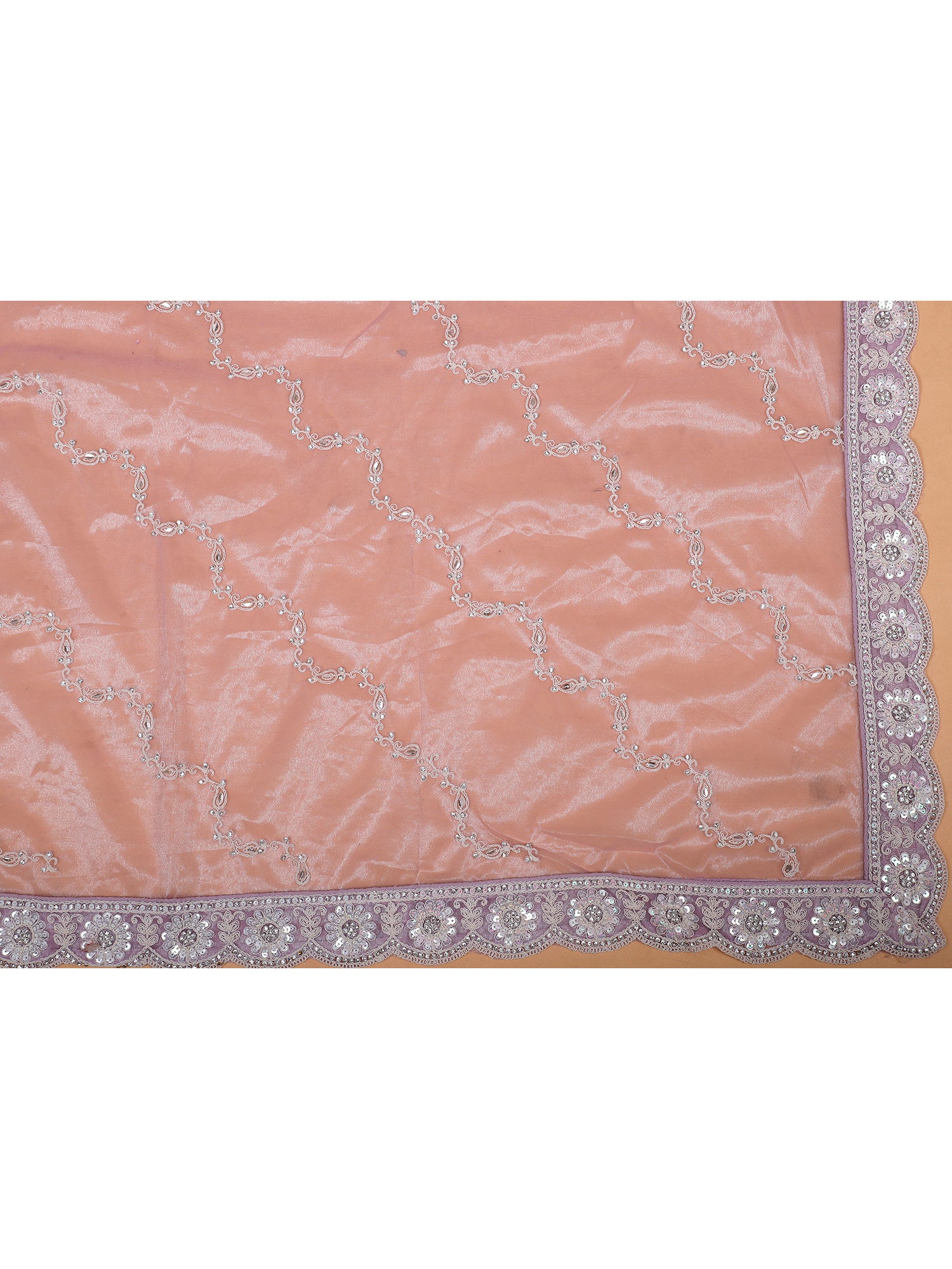 Lavender Net Sider Lehenga With Zari