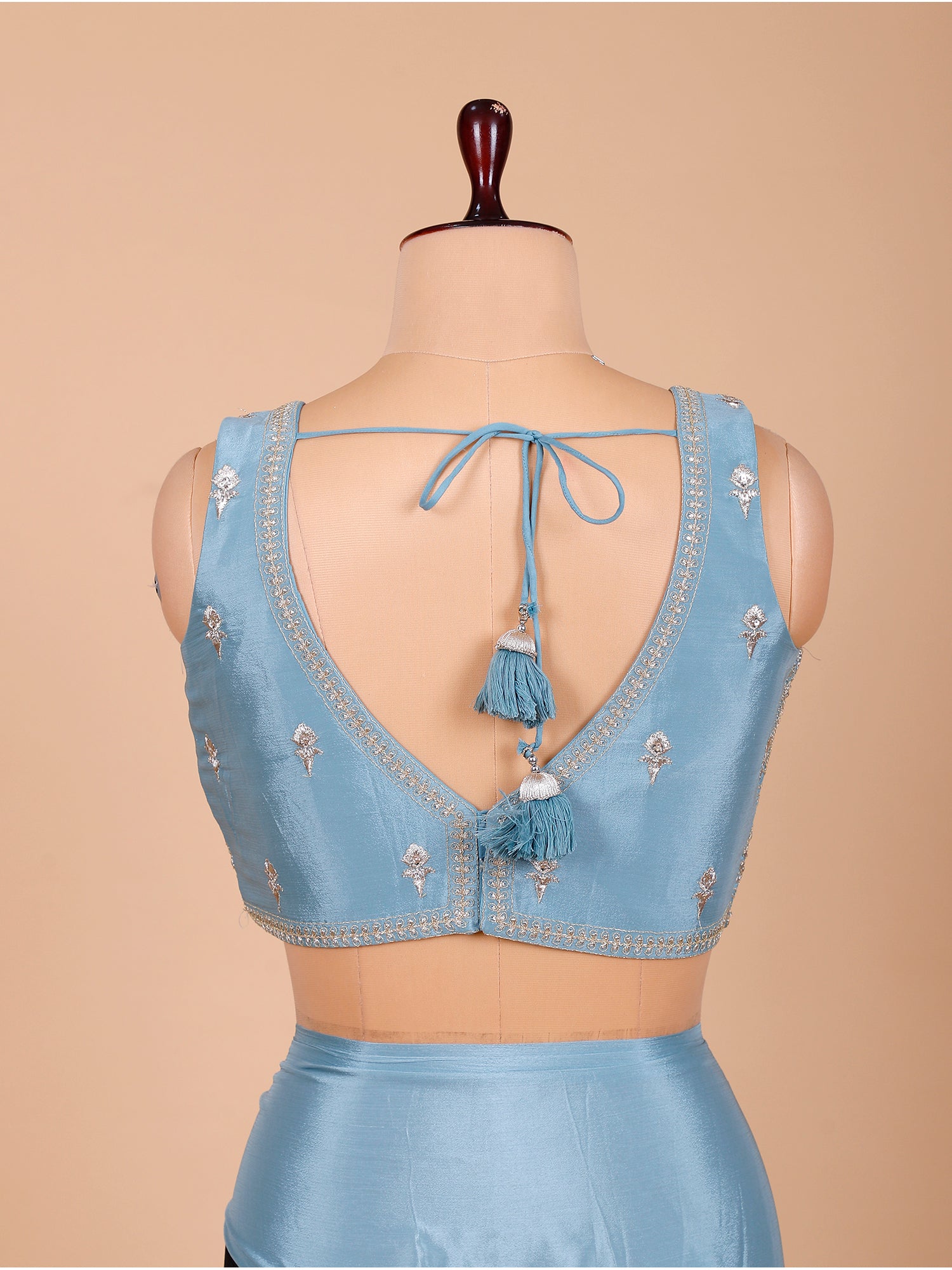Sky Blue Saree With Sparkling Jarkan