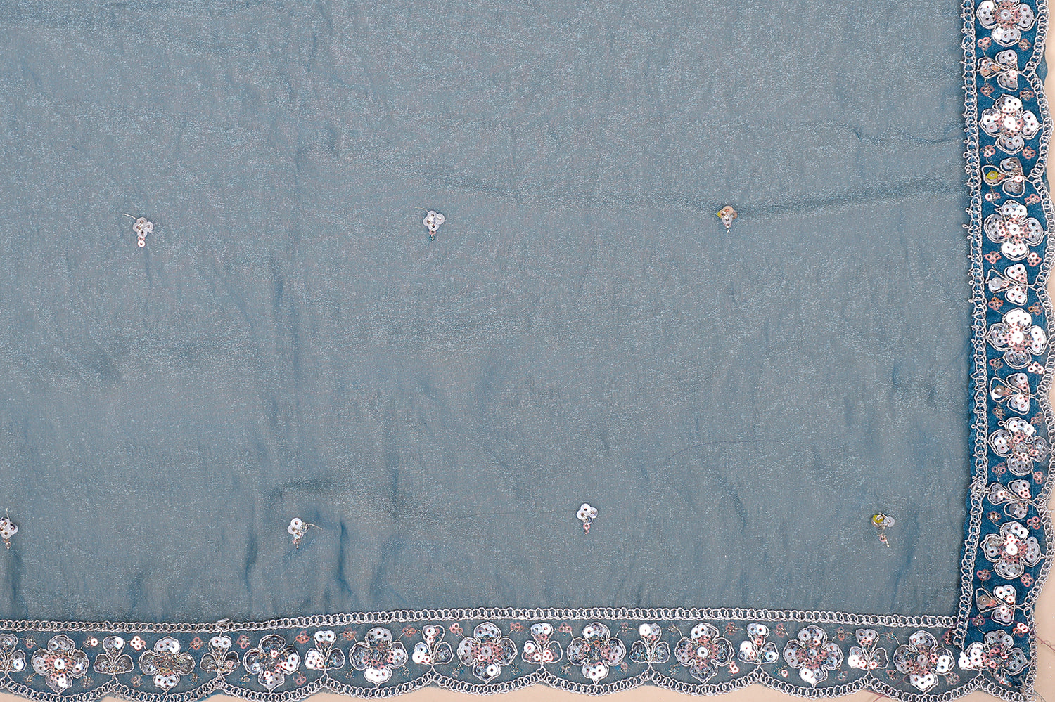 Rama Blue Shimmer Lehenga With Sequins