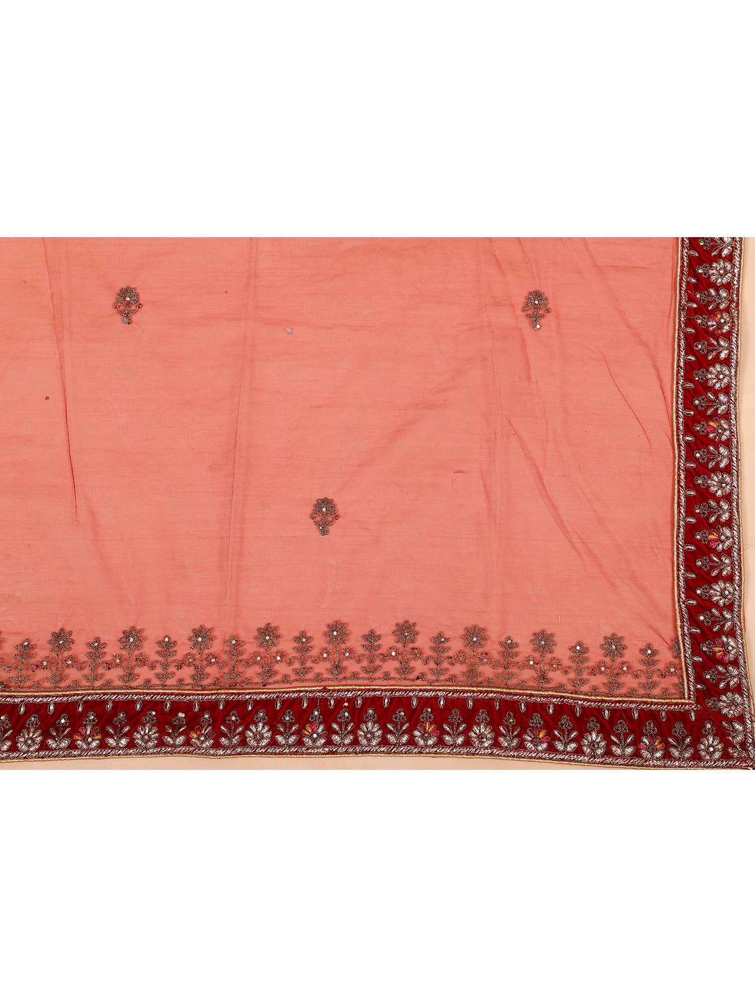 Red Velvet Lehenga With Intricate Embroiderry