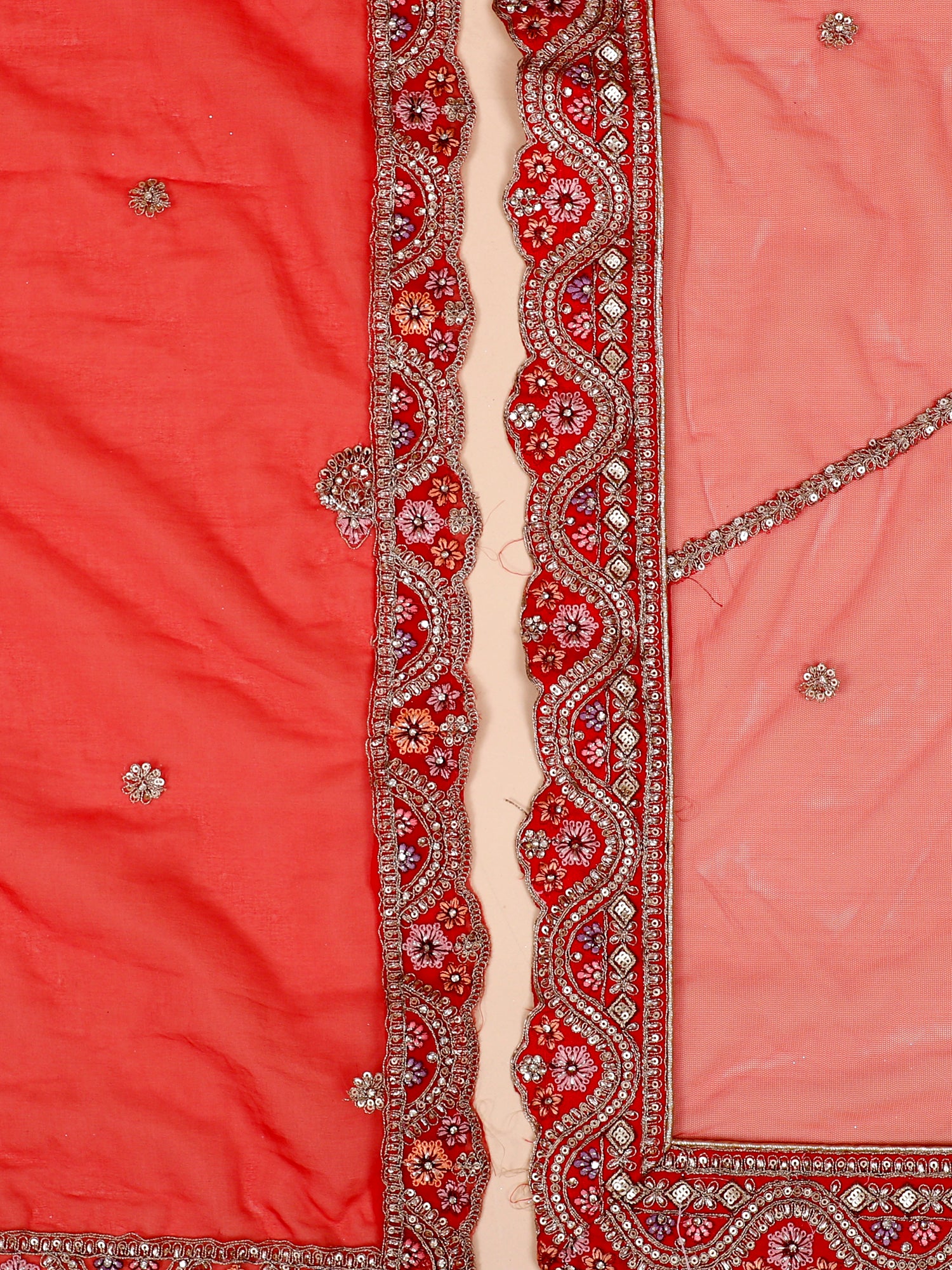 Scarlet Royalty Jarkan Embroidered Silk Lehenga