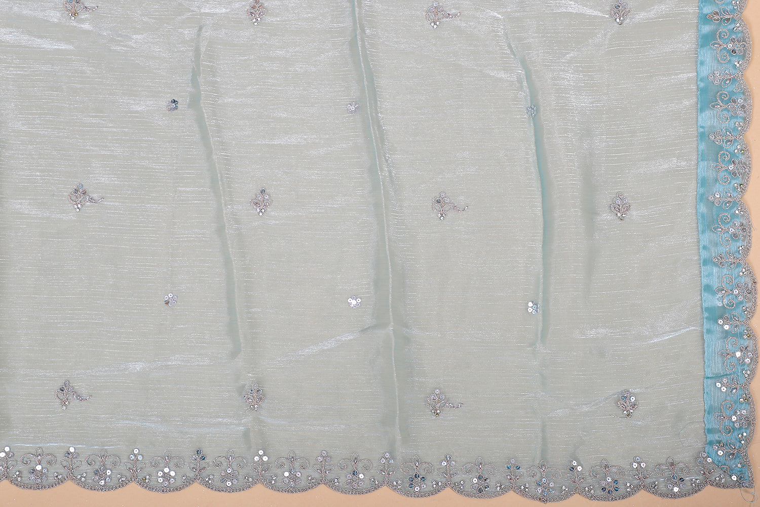 Sky Blue Hand Beaded Embroidered Lehenga