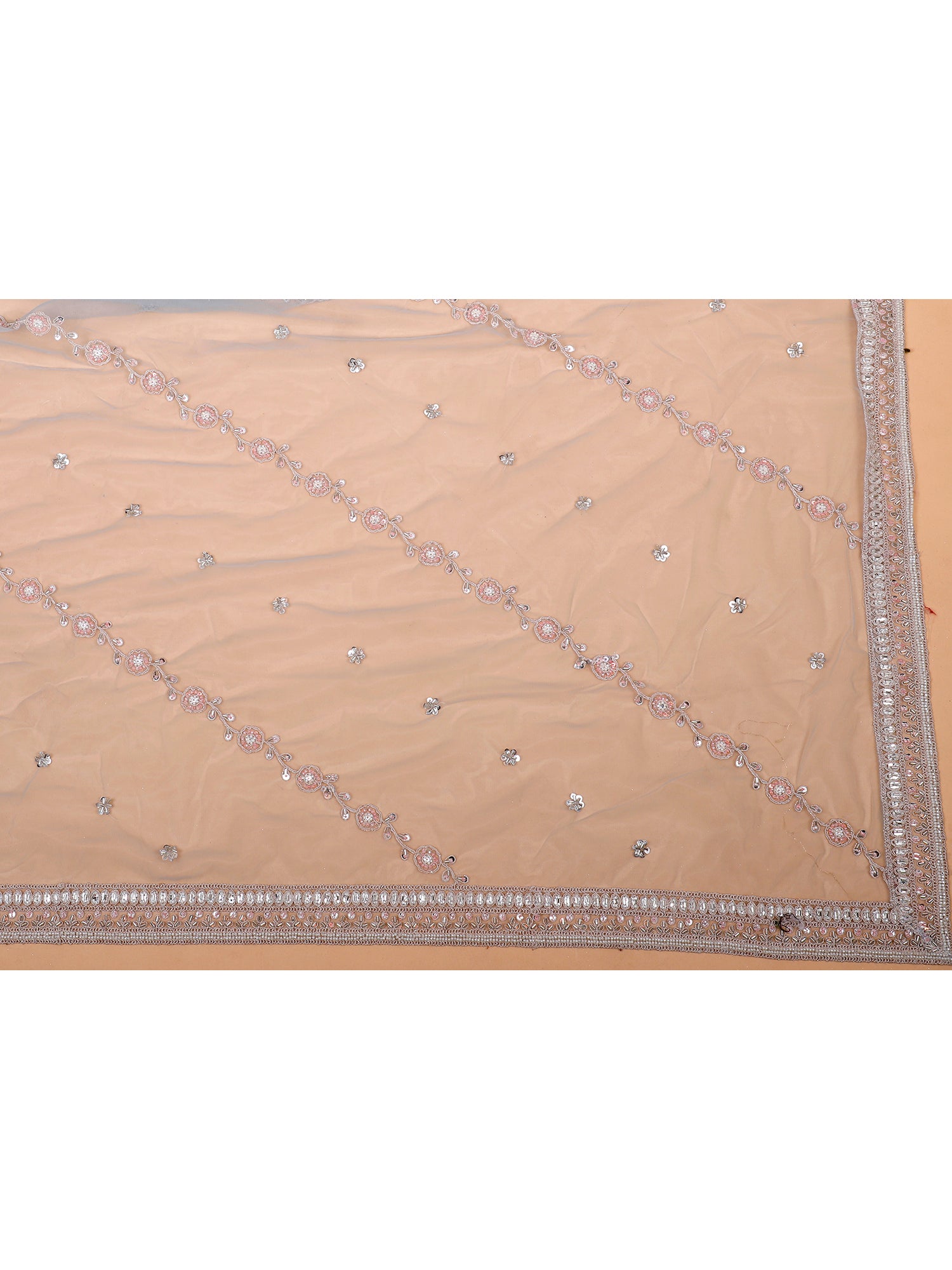 Sky Blue Silk Lehenga With Handwork And Beadwork