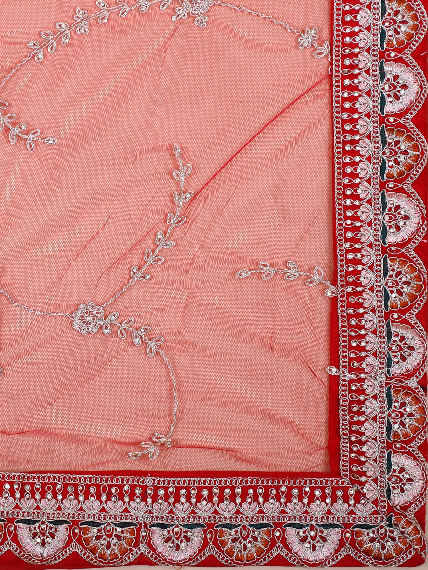 Laal Noor Raw Silk Bridal Lehenga with Heavy Embroidery &amp; Jarkan Diamond Work