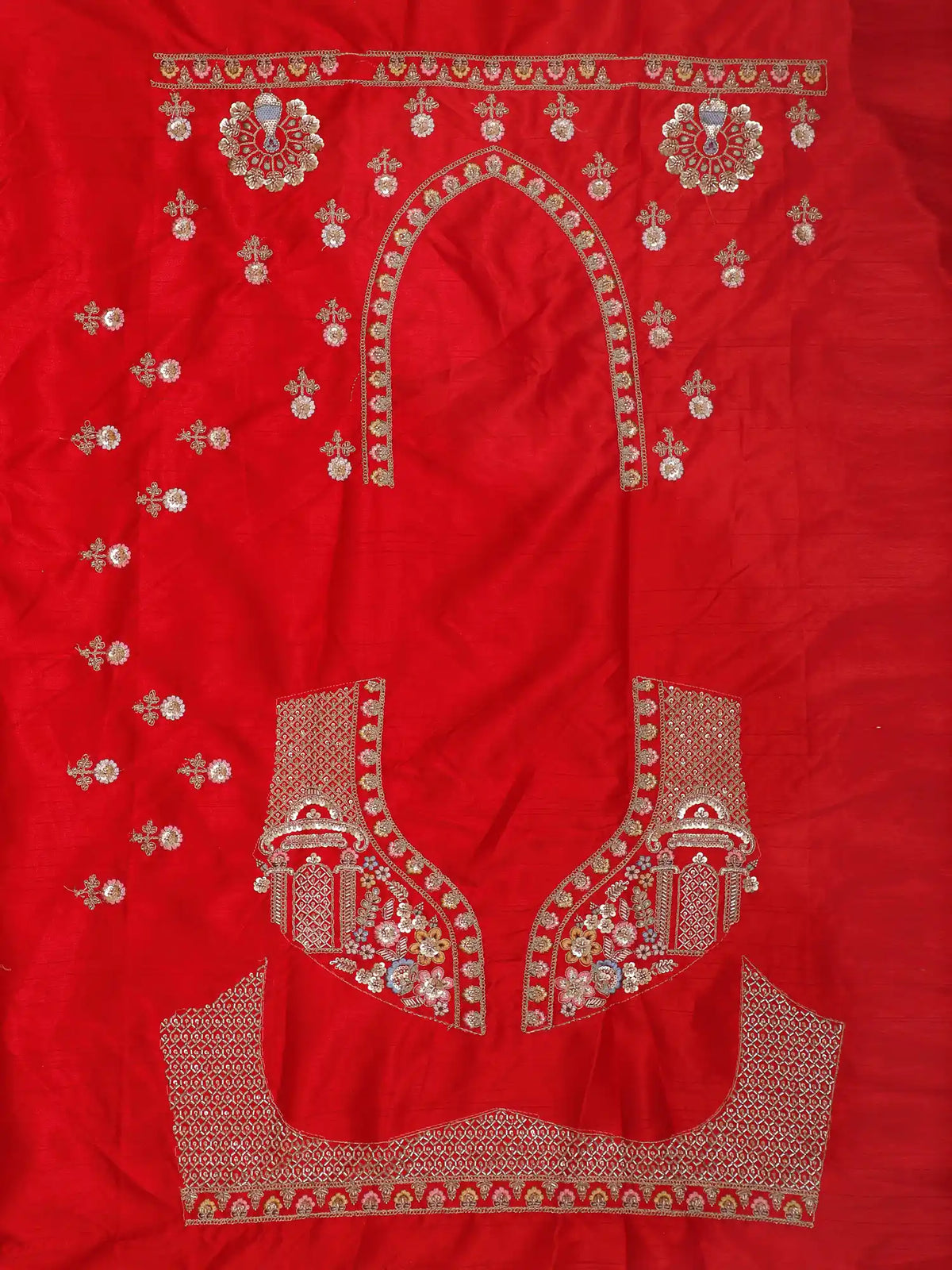 Red Bridal Designer Lehenga Featuring Multicolour Embroidery and Beadwork